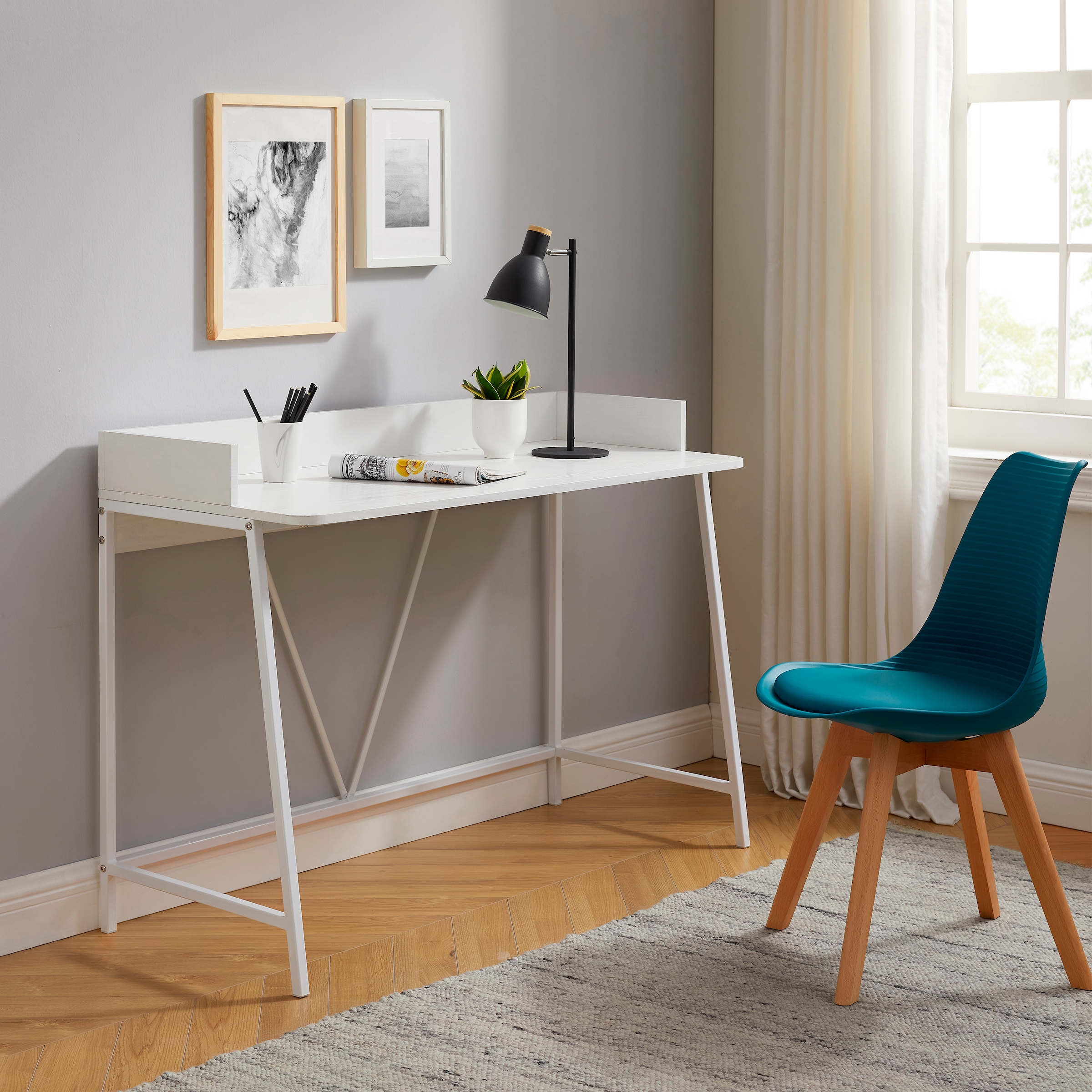 INOSIGN Schreibtisch »Jullian«, (1 St.), weisses Gestell aus Metall, Breite 120 cm