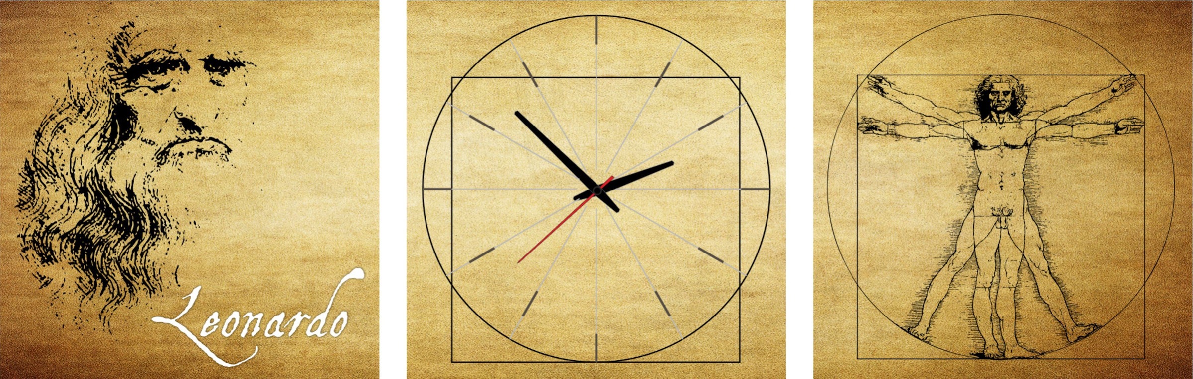 Image of Conni Oberkircher´s Bild »Leonardo da Vinci im Porträt«, Menschen, (Set), mit dekorativer Uhr bei Ackermann Versand Schweiz