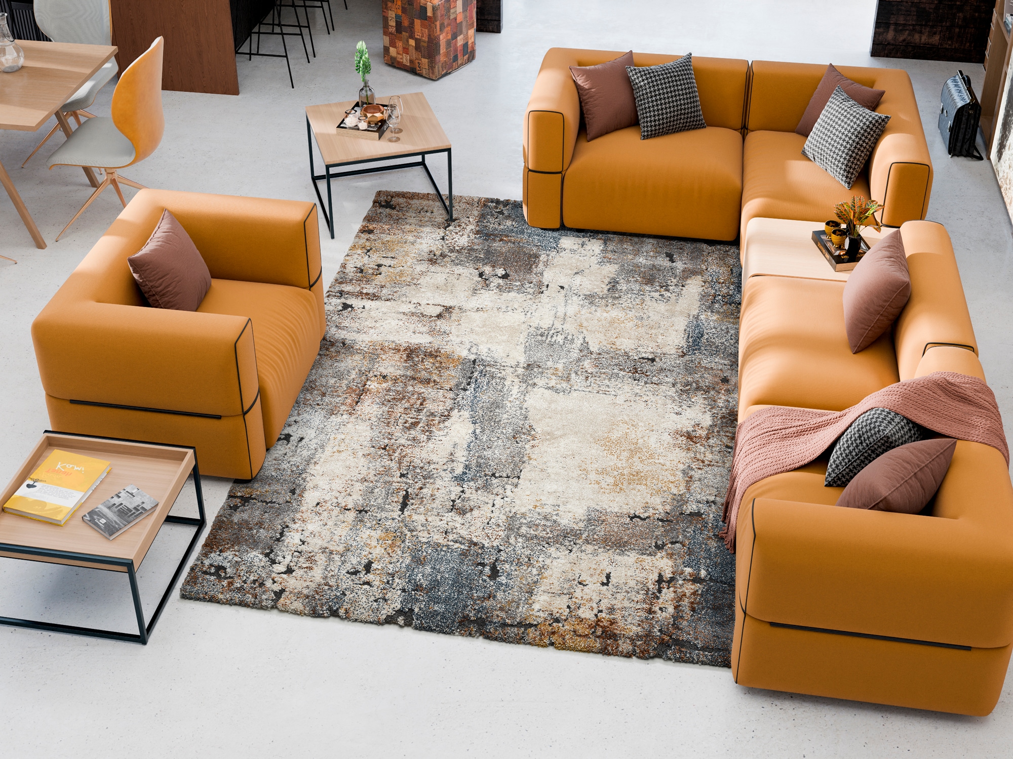 Image of OCI DIE TEPPICHMARKE Teppich "CYRUS SUN" rechteckig 20 mm Höhe Design Kurzflor Teppich, 3D-Hochtief-Optik, Wohnzimmer