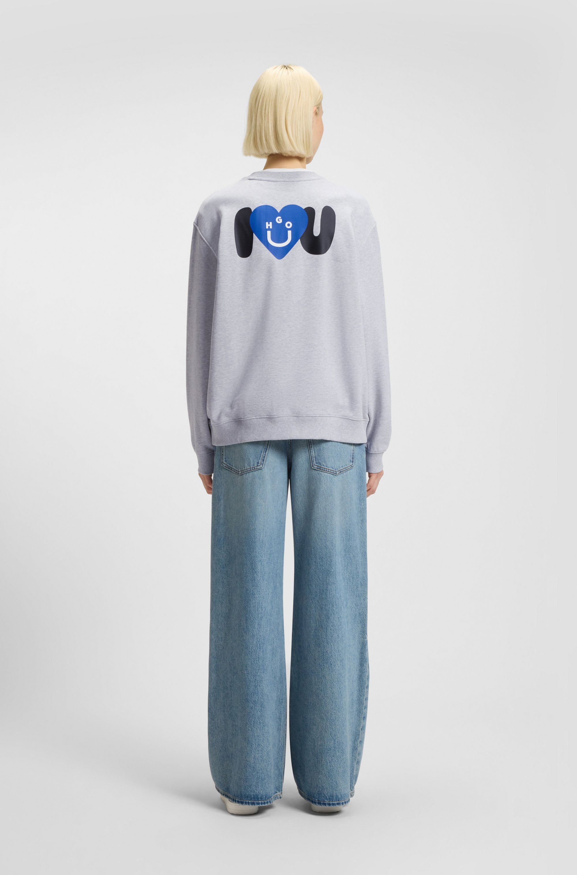 HUGO Blue Sweatshirt »Oversized Crew«, Rundhals, mit Print
