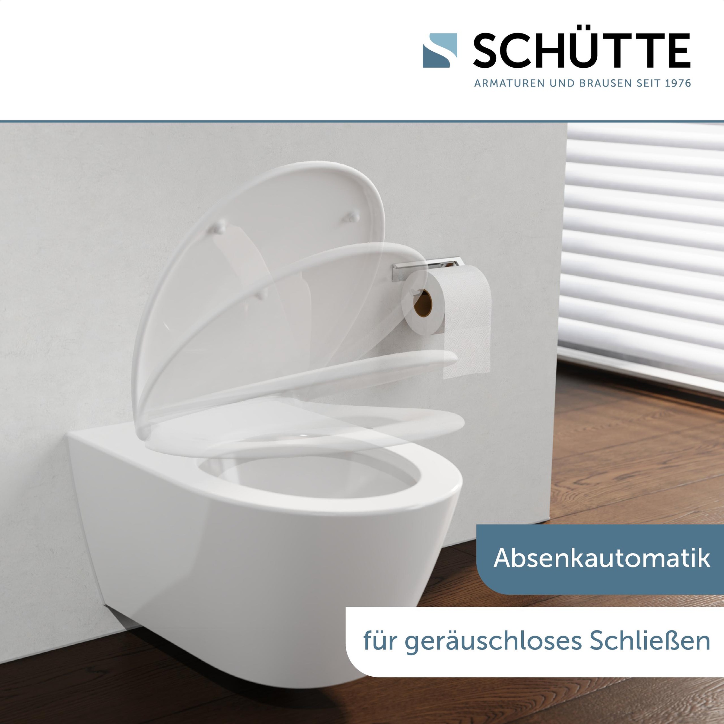 Schütte WC-Sitz "Duroplast, WHITE" WC-Sitz, Befestigungsmaterial, Montageanleitung, mit Absenkautomatik und Schnellverschluss, inklusive Duftstein