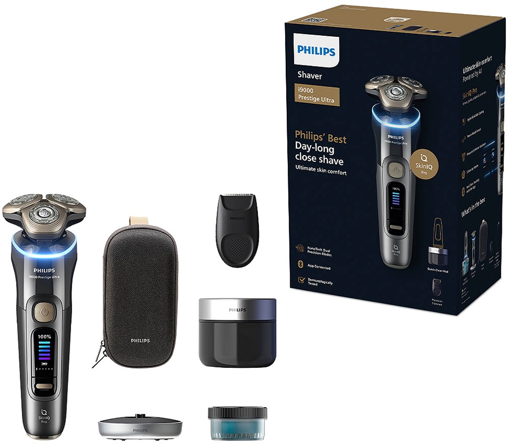Image of Philips Elektrorasierer "Series i9000 Prestige Ultra XP9402/31" 1 Stk. Aufsätze mit SkinIQ Technologie, inkl. Ladestand, Reiseetui, 1 Kartusche