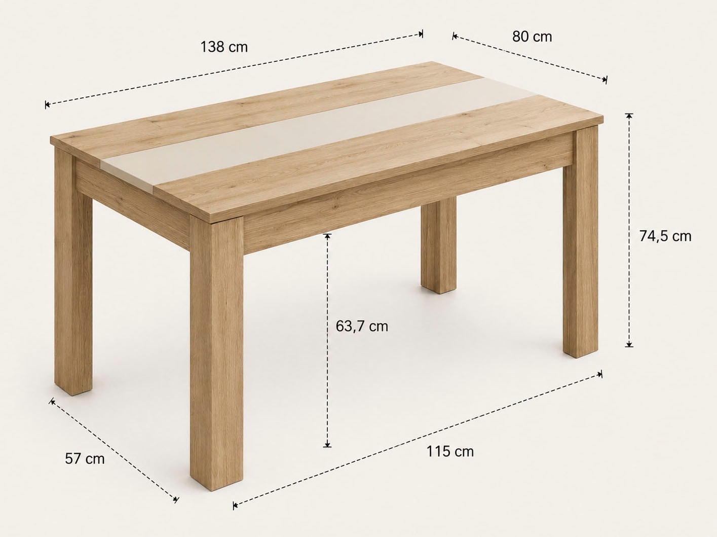 GOODproduct Esstisch »Adana, 140cm« 1 Stk. tlg. 140cm, Küchentisch, Kaschmir und Eiche wahlweise kombinierbar