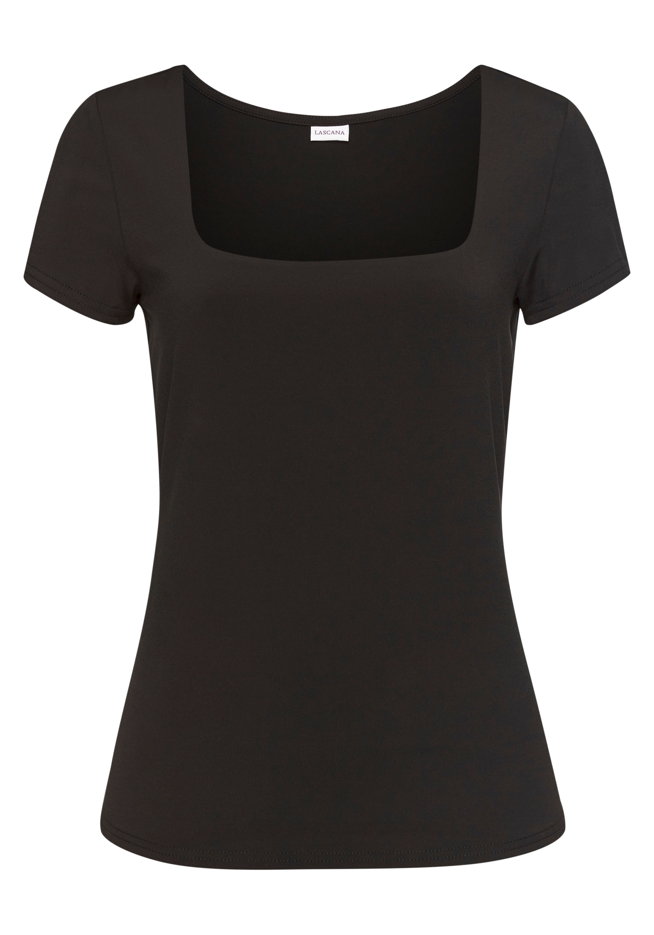 LASCANA T-Shirt, aus bügelfreiem Material, elegantes Kurzarmshirt, doppellagig