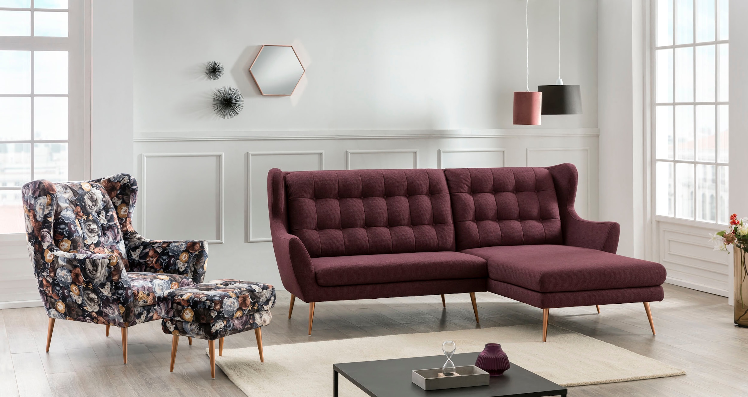 Image of Home affaire Ecksofa "Henry Louanne, L-Form" wahlweise mit Messingfüssen