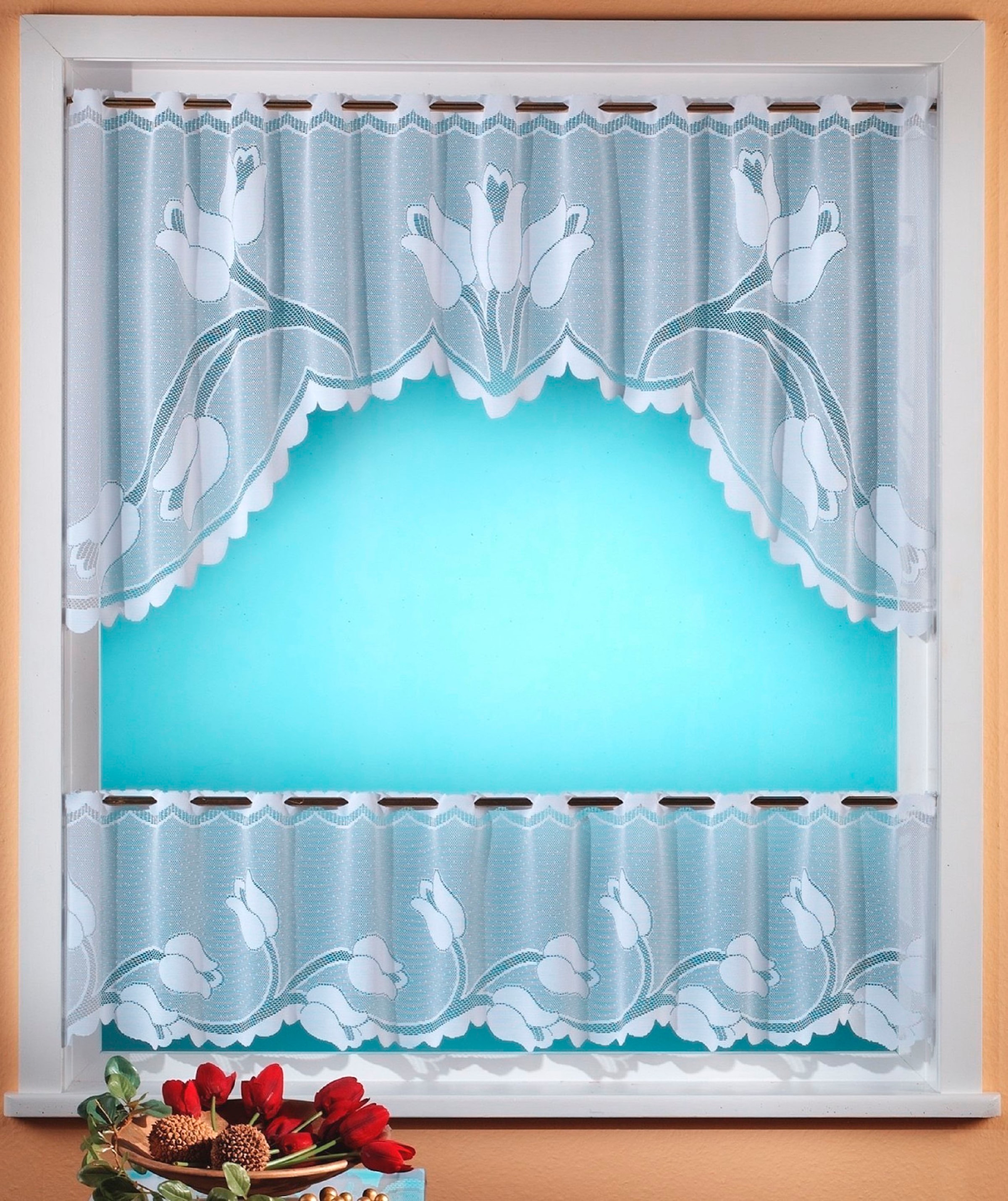 Image of Weckbrodt Scheibengardine "Eliana" Stangendurchzug 1 Stk. tlg. Bistro, Jacquard, floral, 2teiliges Set, Gardine, Store