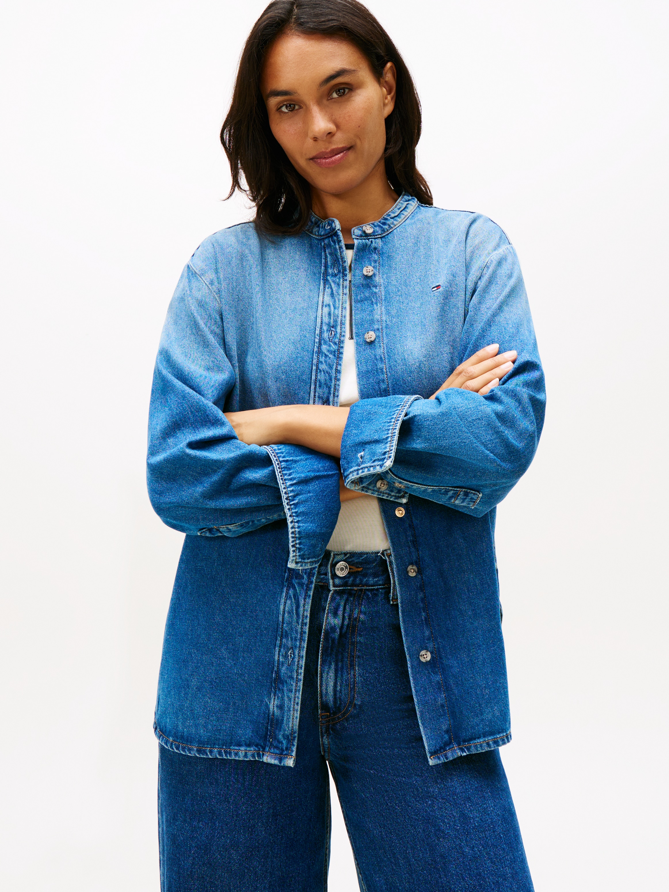 Image of Tommy Hilfiger Jeansbluse "DNM GLOW STAND-COLLAR SHIRT LS"