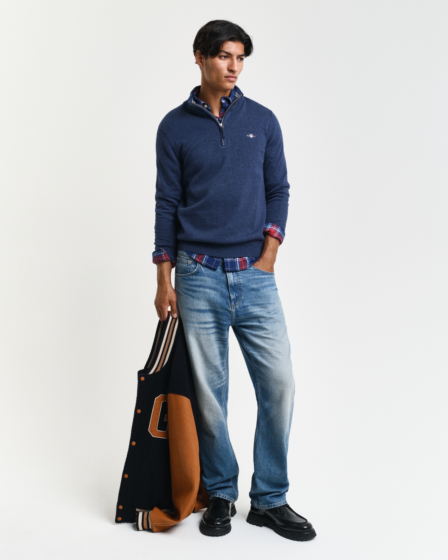 Gant Troyer »CLASSIC COTTON HALF ZIP« mit gerippten Details