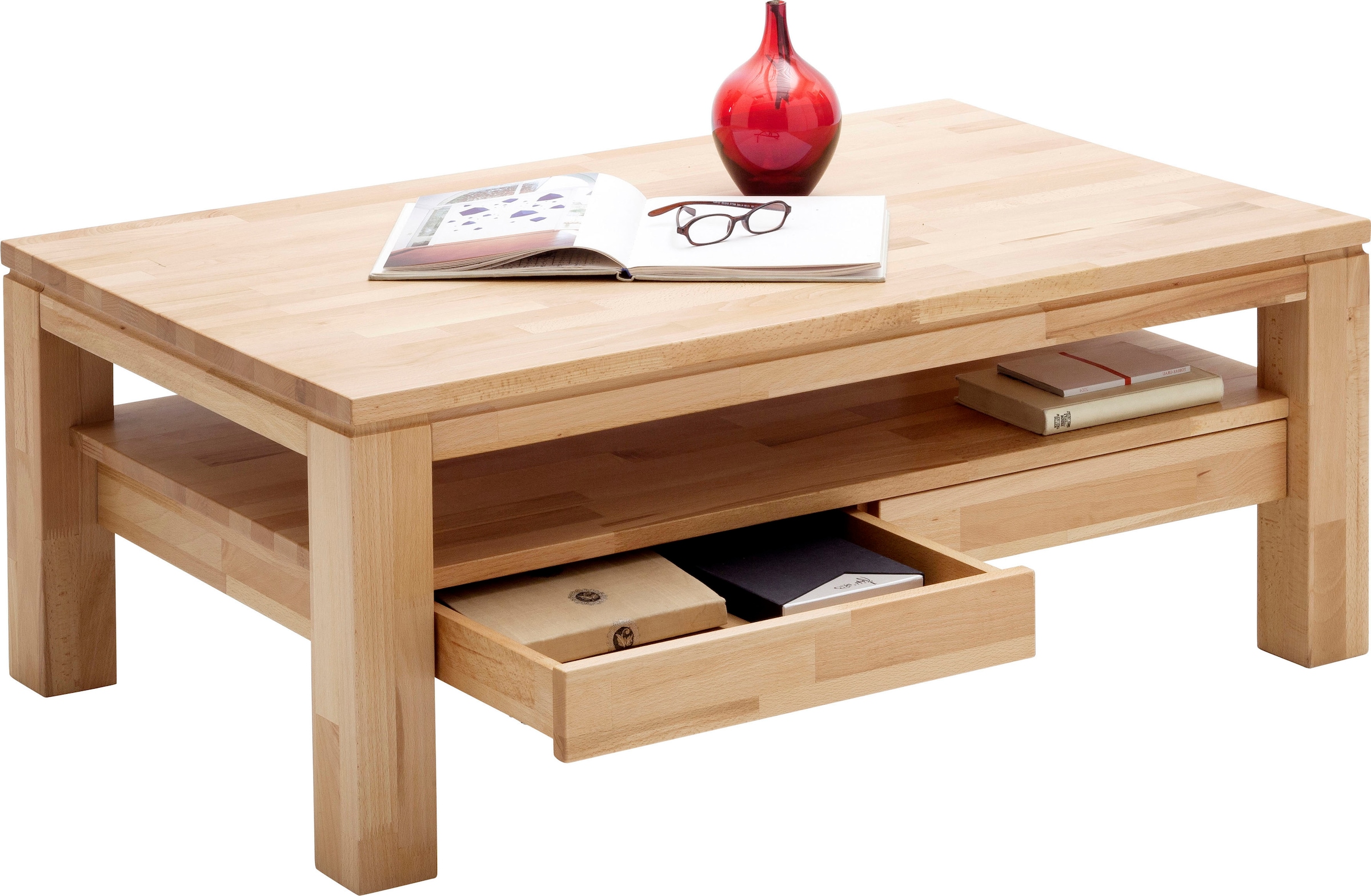 MCA furniture Couchtisch, Couchtisch Massivholz mit Schubladen jetzt kaufen