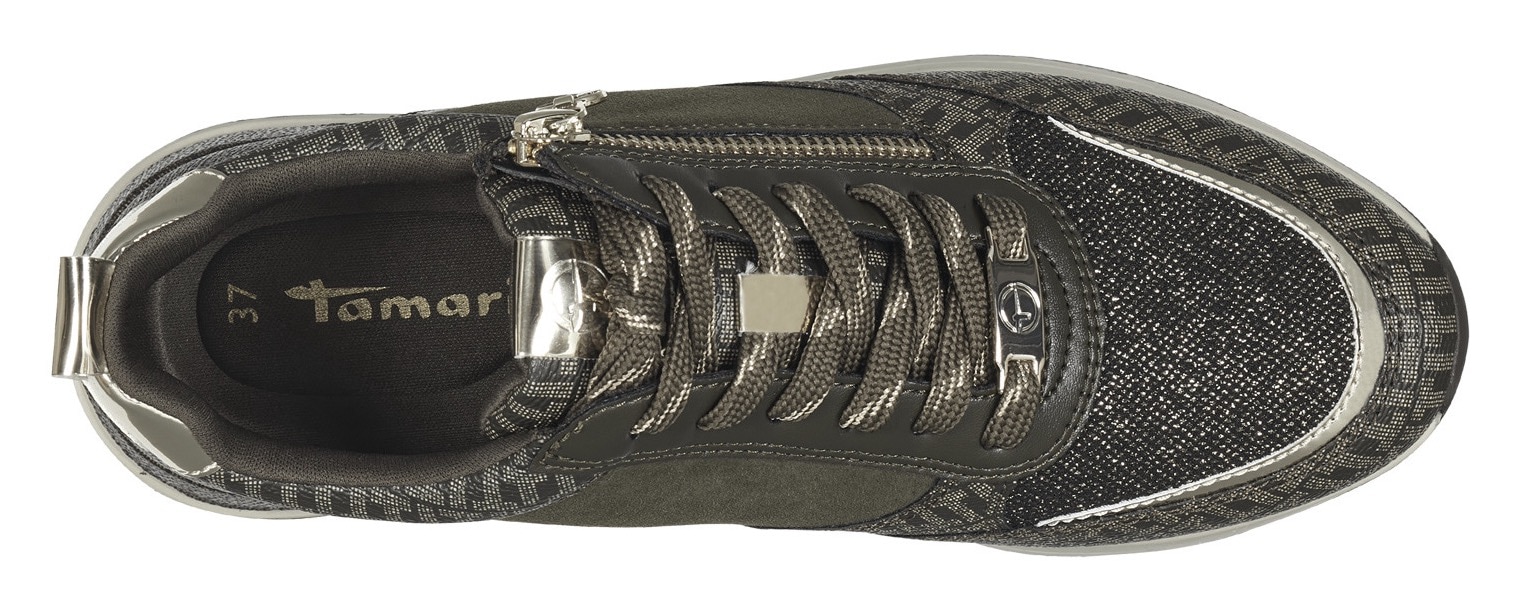 Tamaris Keilsneaker, Freizeitschuh, Halbschuh, Schnürschuh, trendige Metallic-Details
