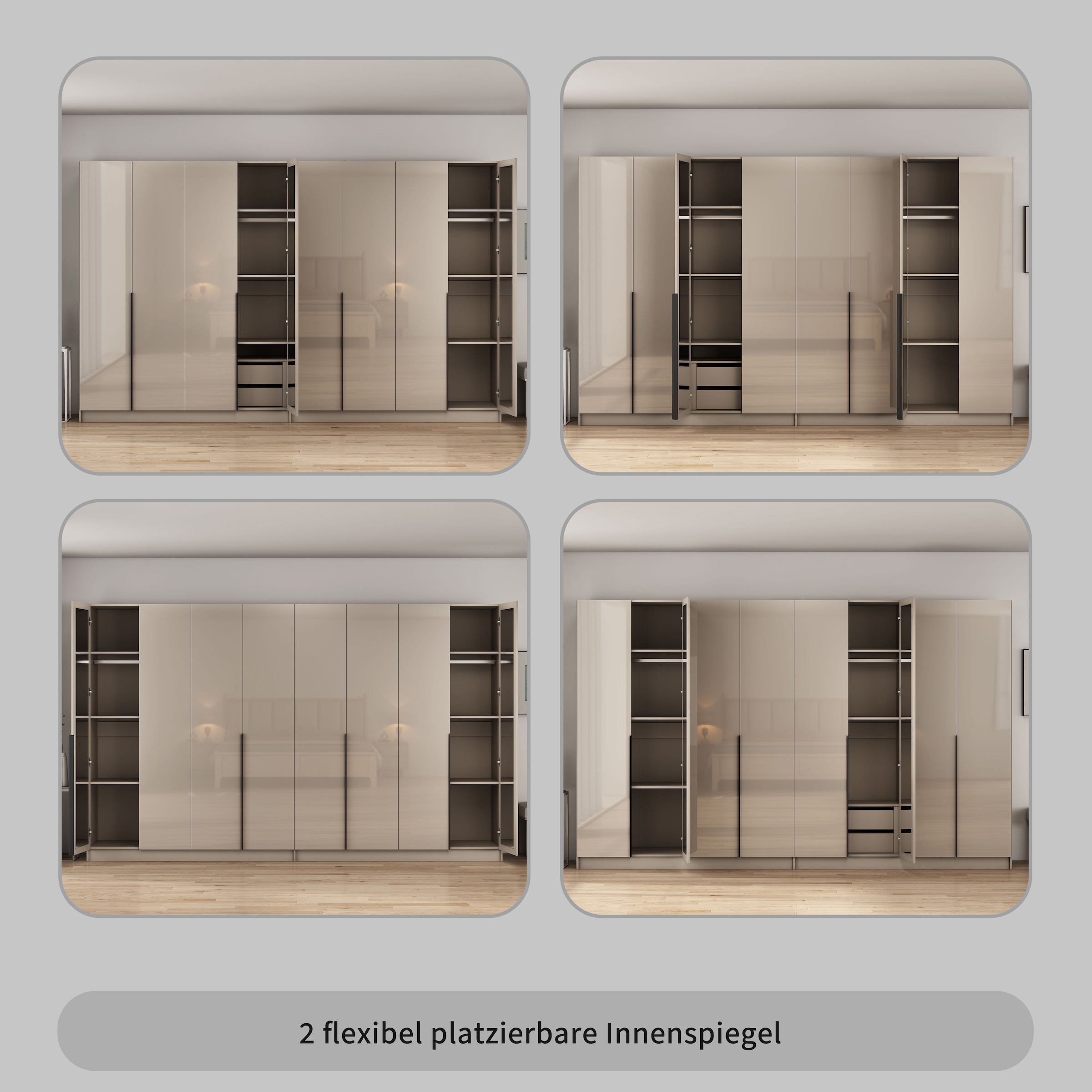 GOODproduct »Annor Schlafzimmerschrank Breite 323 cm hochglanz Schrank Garderobe« Armoire à portes battantes avec aménagement intérieur parfait - poignées de porte élégantes
