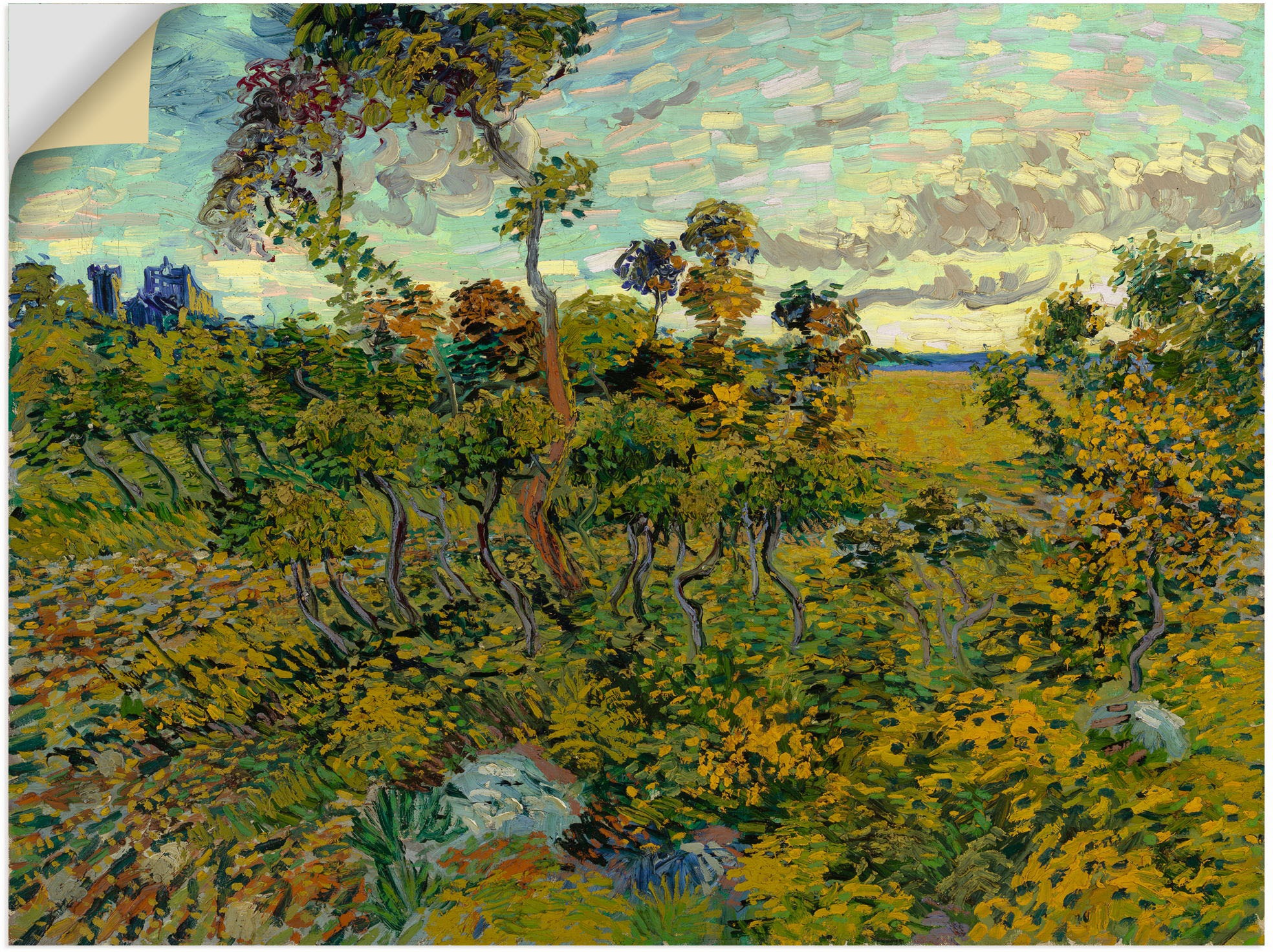 Image of Artland Wandbild »Sonnenuntergang bei Montmajour. 1888«, Wiesen & Baumbilder, (1 St.), in vielen Grössen & Produktarten - Alubild / Outdoorbild für den Aussenbereich, Leinwandbild, Poster, Wandaufkleber / Wandtattoo auch für Badezimmer geeignet bei Ackerm