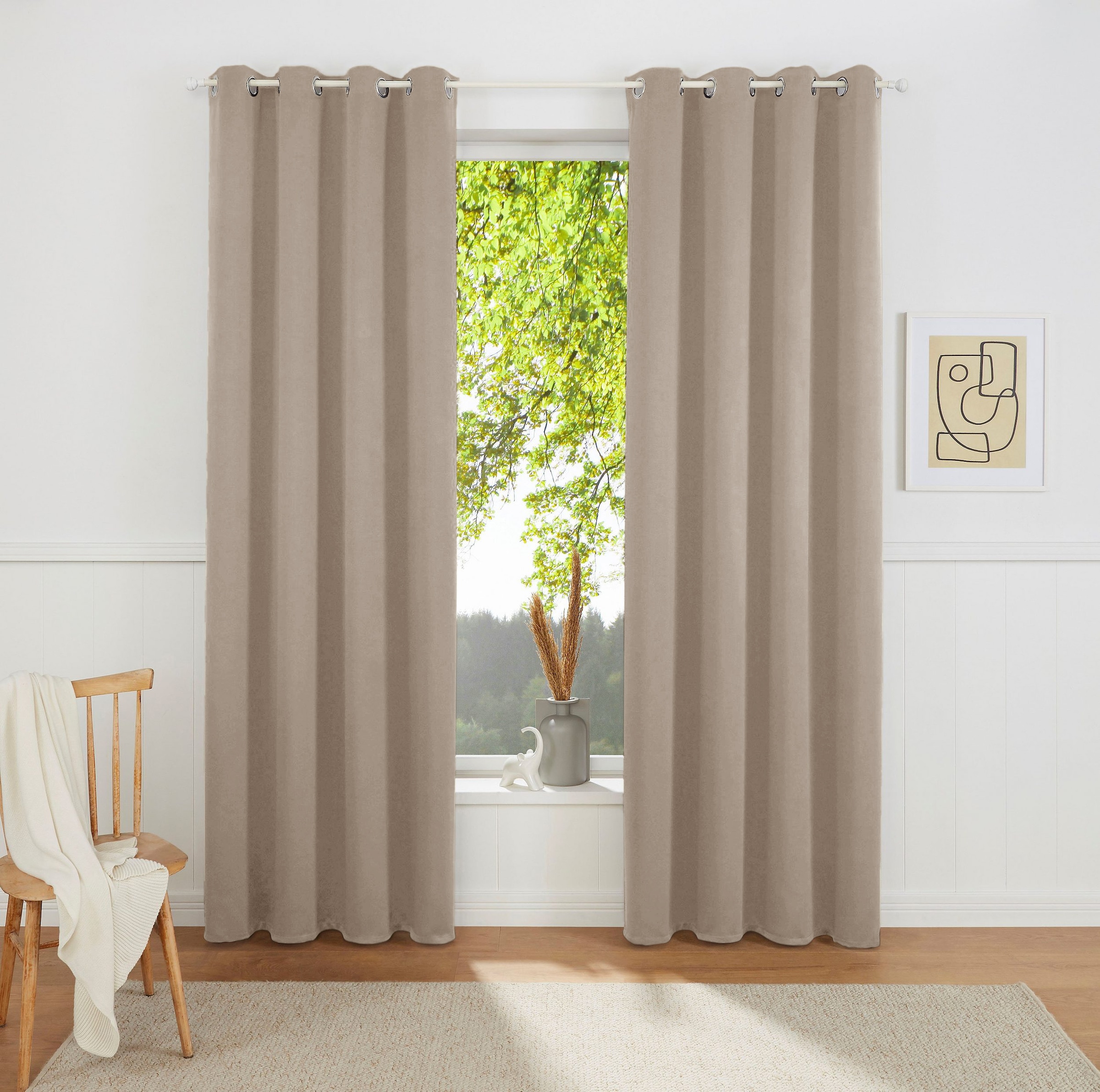 my home Gardine »SOLA« Ösen 1 Stk. tlg. Schal einfarbig, Verdunkelung, 1er oder 2er Set Gardinen