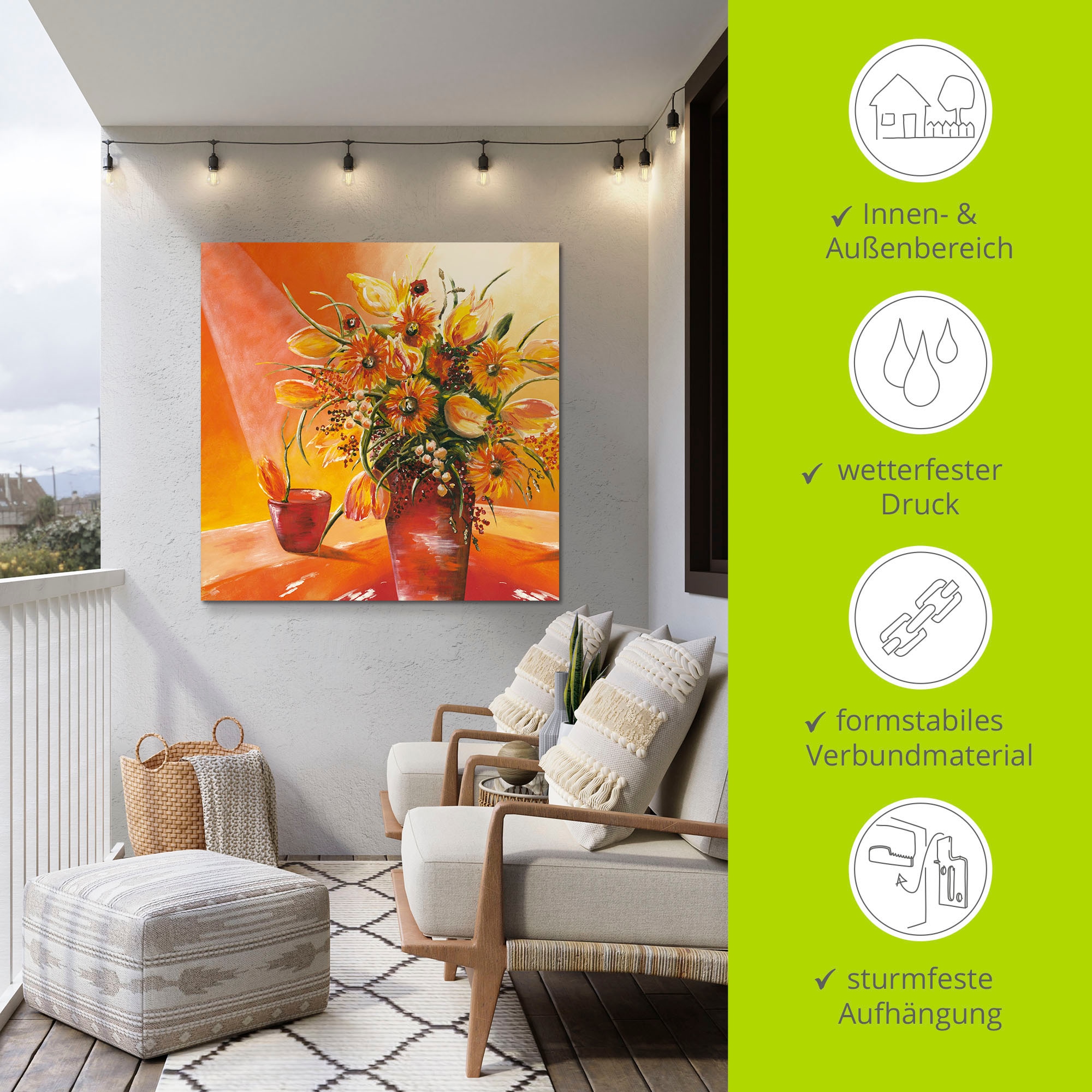 Artland Wandbild »Blumenstrauss in Vase I«, Blumen, (1 St.), als Alubild, Outdoorbild, Leinwandbild, Wandaufkleber, versch. Grössen