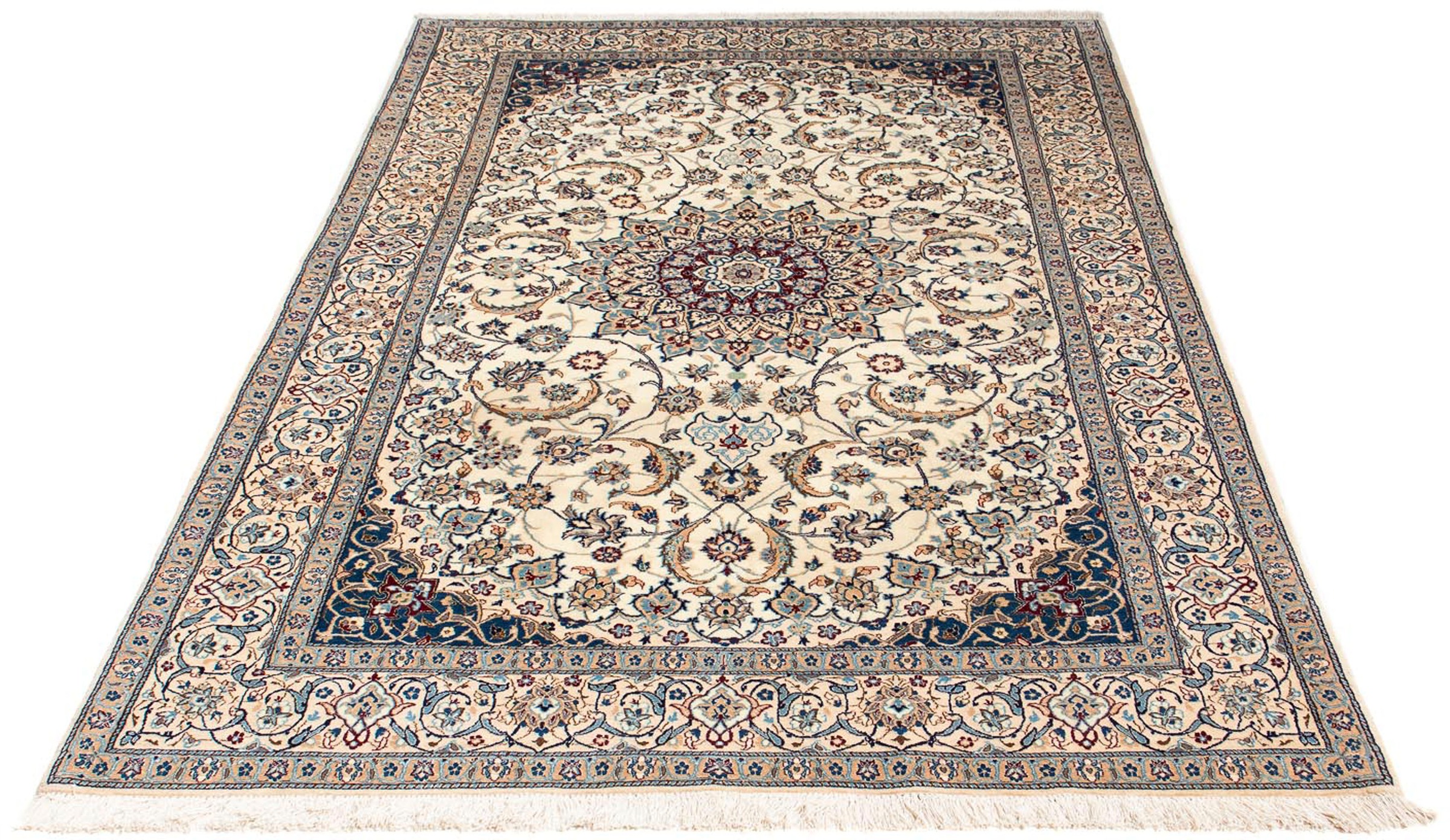 Image of morgenland Orientteppich »Perser - Nain - Premium - 205 x 126 cm - beige«, rechteckig, 6 mm Höhe, Wohnzimmer, Handgeknüpft, Einzelstück mit Zertifikat bei Ackermann Versand Schweiz
