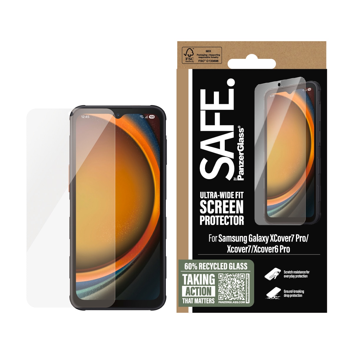Image of SAFE by PanzerGlass Displayschutzglas "Displayschutz Ultra-Wide Fit für Samsung Galaxy XCover7/XCover7 Pro" für Samsung Galaxy XCover6;Samsung Galaxy Xcover 7;Samsung Galaxy Xcover7 Pro Displayschutzfolie, kratz- & stossfest