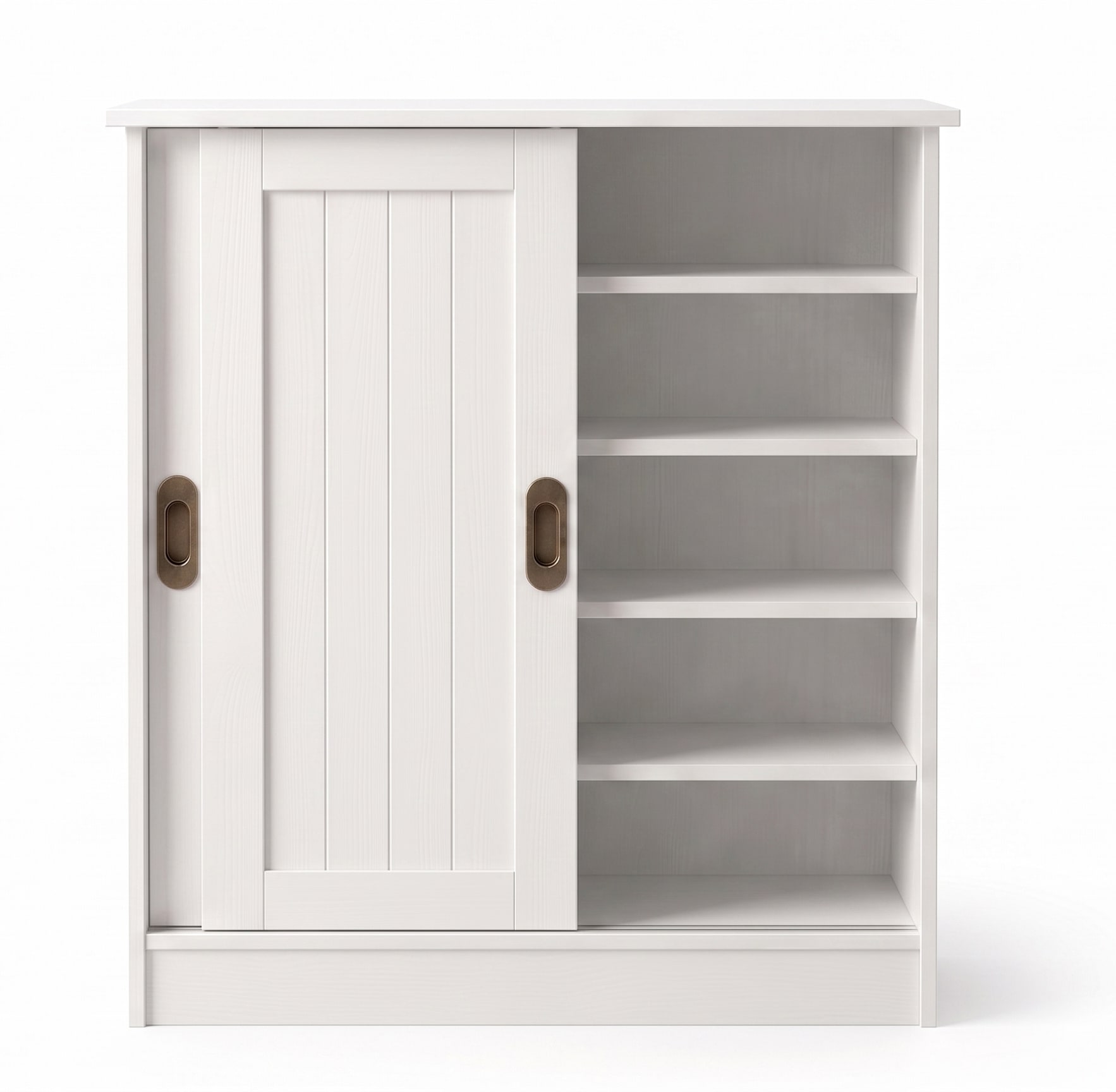 GOODproduct Armoire à chaussures »Malmö Schuhkommode mit Schiebetüren« L/P/H : 77/37/89 cm,  en pin massif certifié FSC®, largeur 77 cm