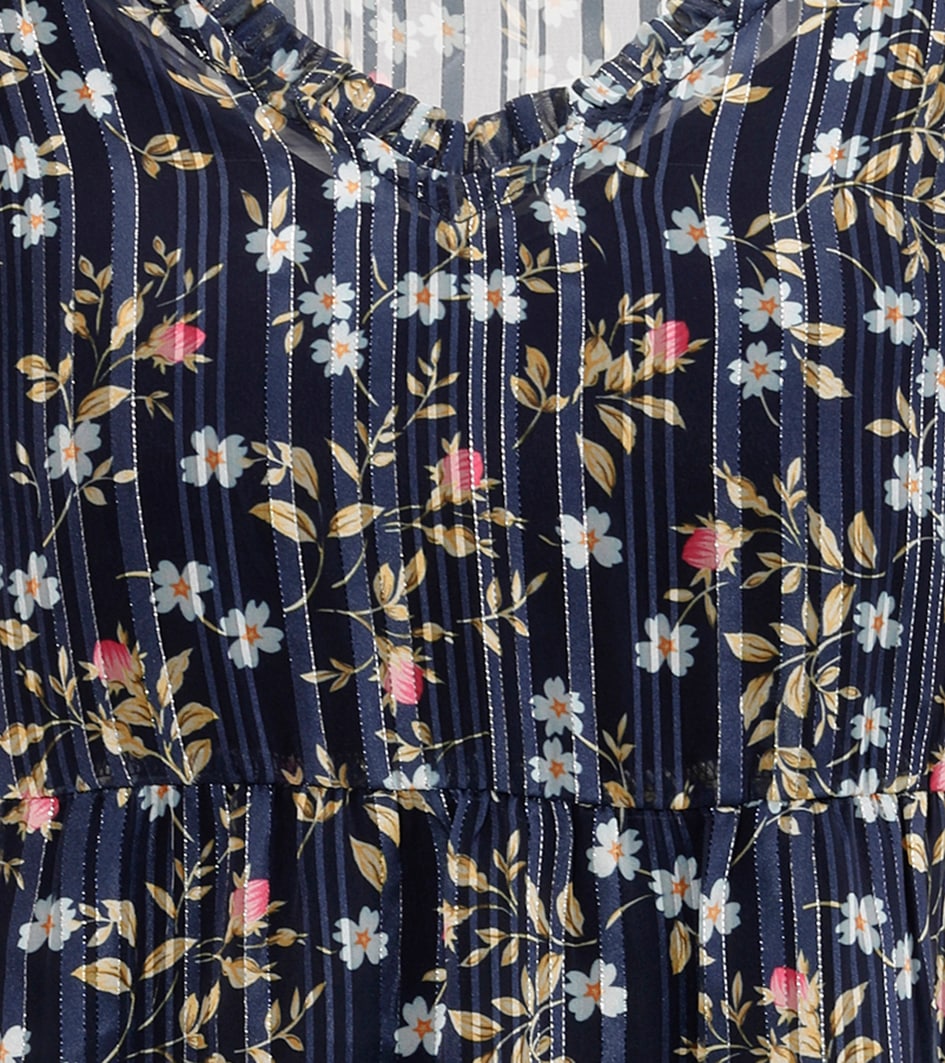 Aniston CASUAL Minikleid, (mit Jersey Unterkleid), mit Glanzfäden verziertem Blumendruck