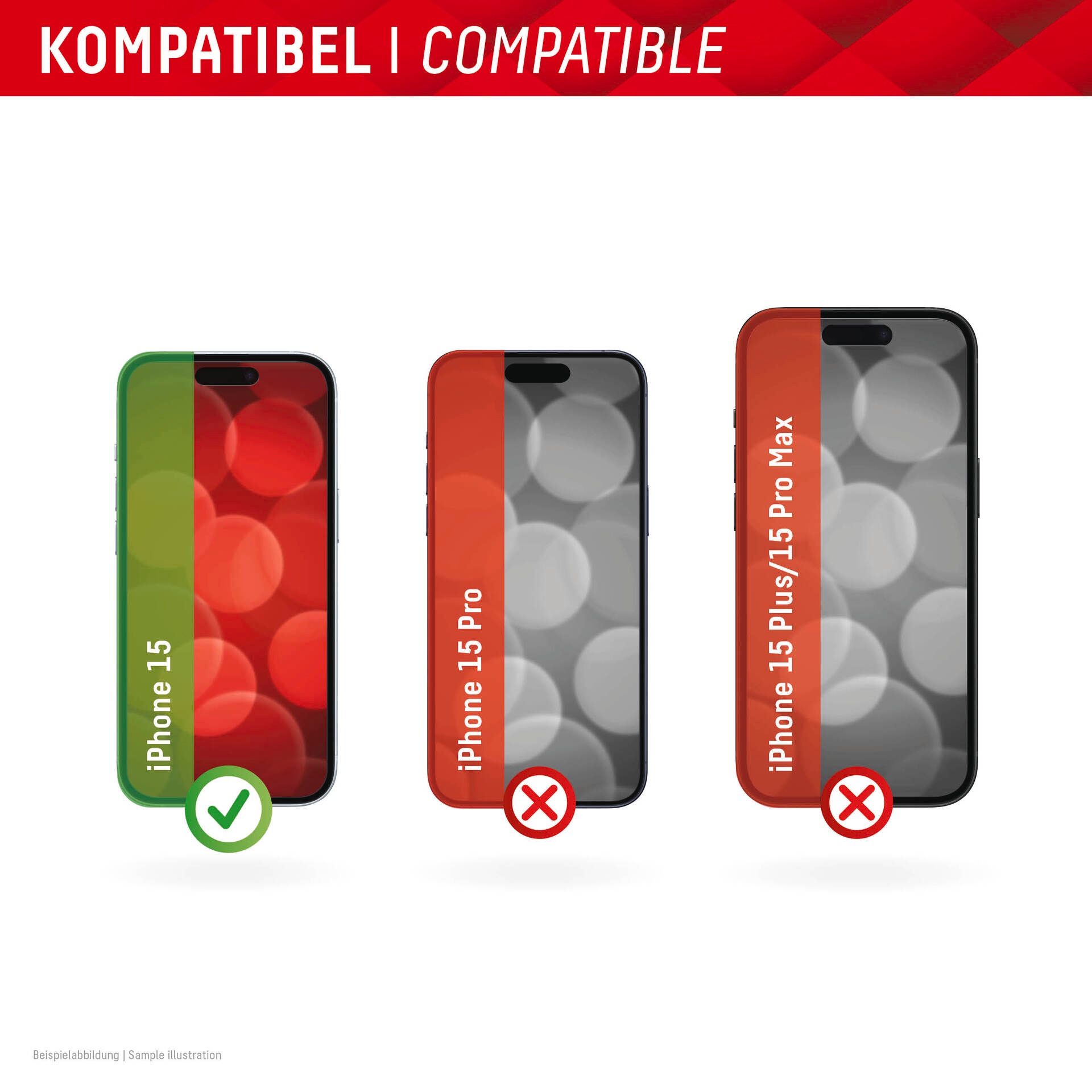 Displex Displayschutzglas »Real Glass + Case« für Apple iPhone 15 Displayschutzfolie Displayschutz Rundumschutz 360 Grad splitterfest