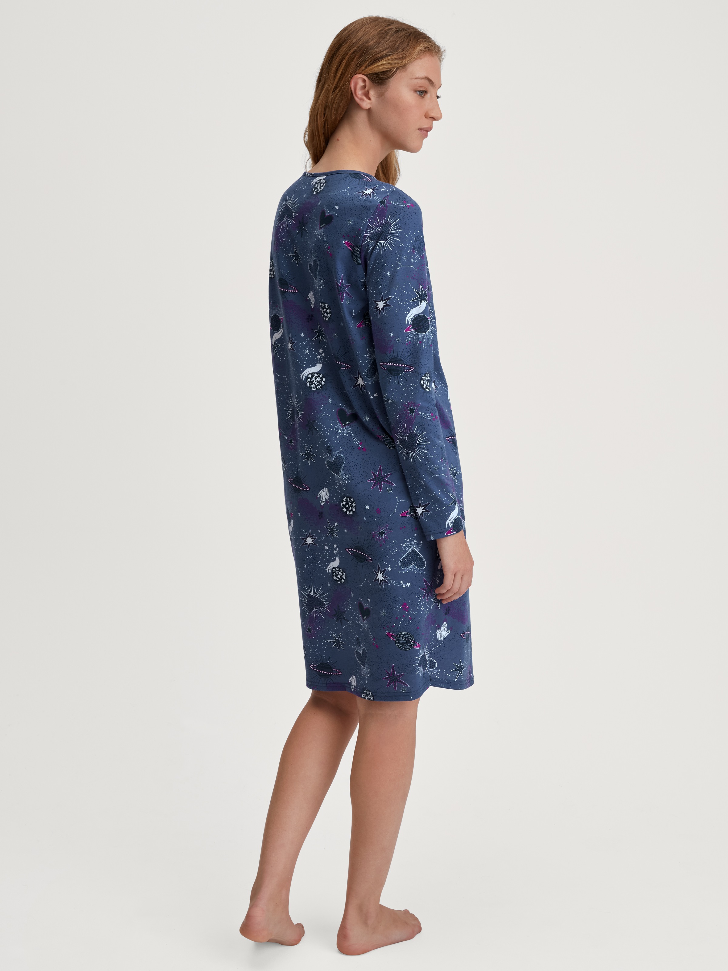 CALIDA Nachthemd »Flower Nights« Knopfleiste, Rundhals-Ausschnitt, Langarm, Pure Cotton