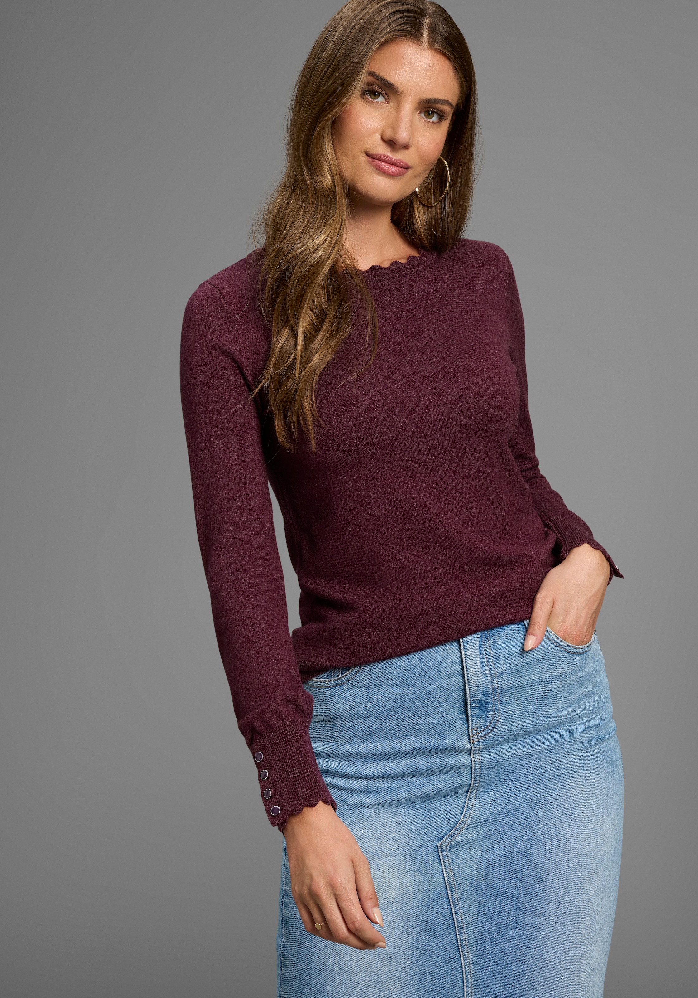 Image of Laura Scott Strickpullover kuscheliger Feinstrick mit femininer Wellenkante