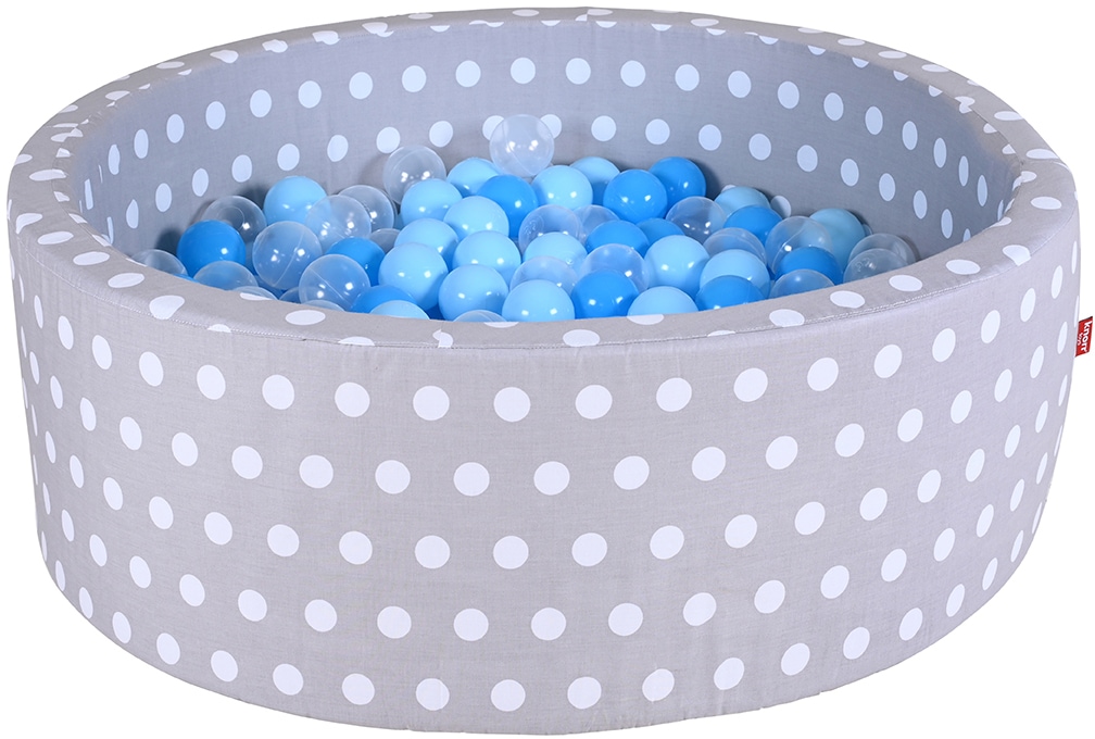 Image of Knorrtoys® Bällebad »Soft, Grey White Dots«, mit 300 Bällen soft Blue/Blue/transparent; Made in Europe bei Ackermann Versand Schweiz