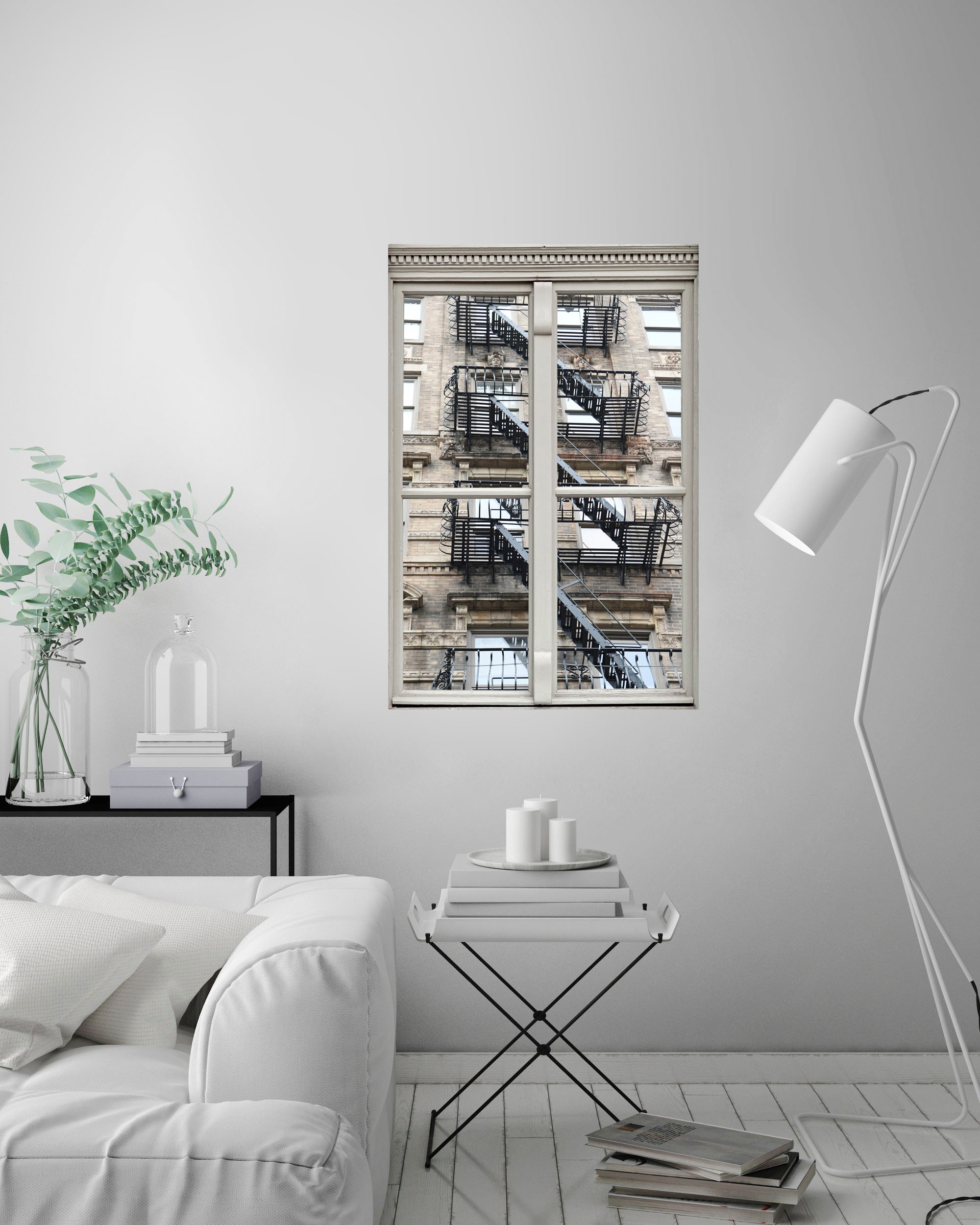 queence Autocollants muraux »Treppe« Wandsticker, Wandbild, selbstklebend, 3D, Fenster