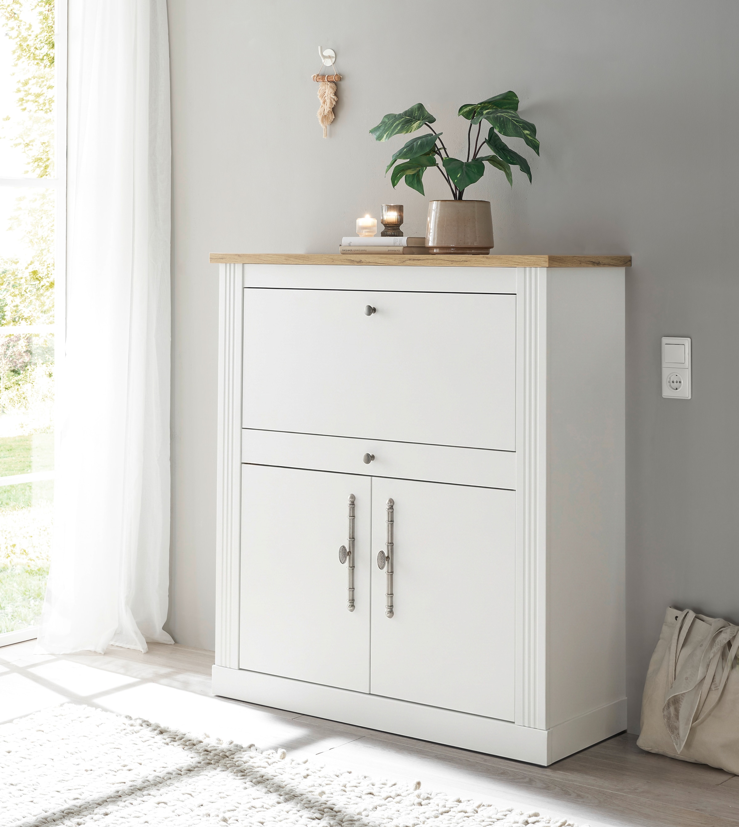 GOODproduct Sekretär »Westminster, PC-Schrank mit klappbarer Tischplatte, Schreibtisch« Home-Office-Schreibtisch, Monitor-/Laptopfach, mit Kabelkanal