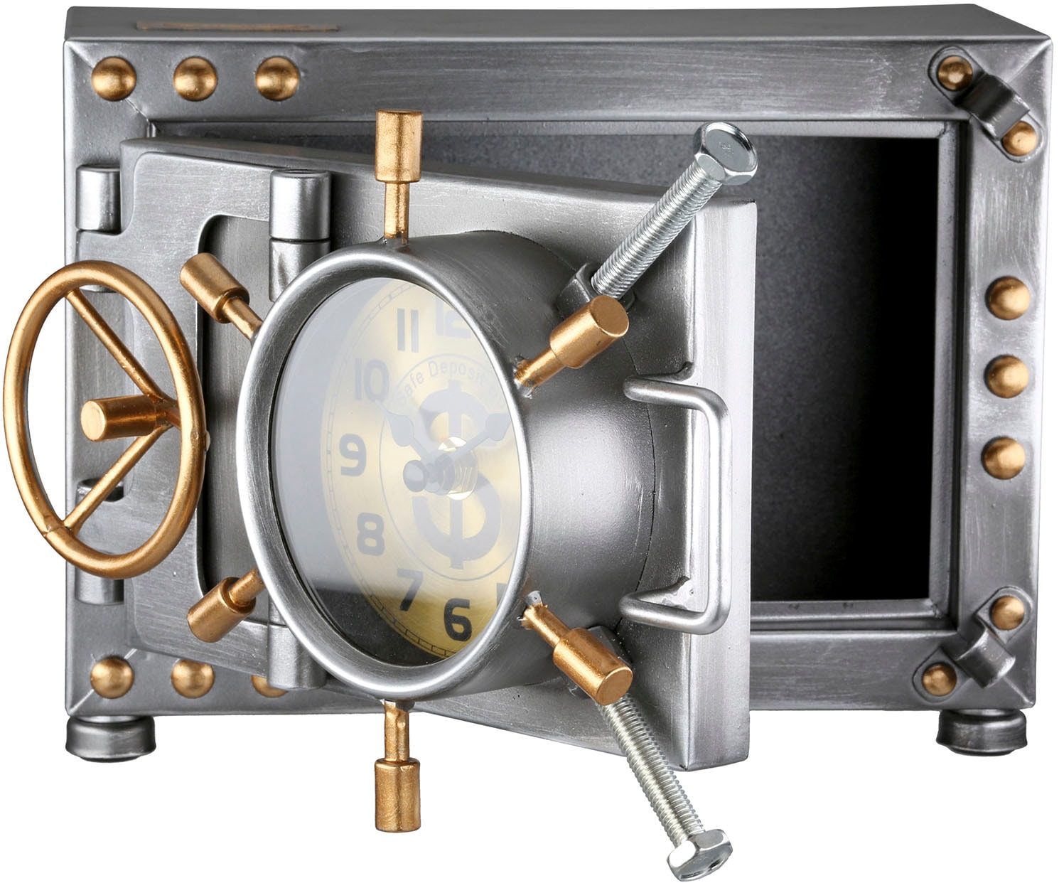 Casablanca by Gilde Tischuhr »Tischuhr/Spardose Tresor  silberfarben H. 17,5 cm«