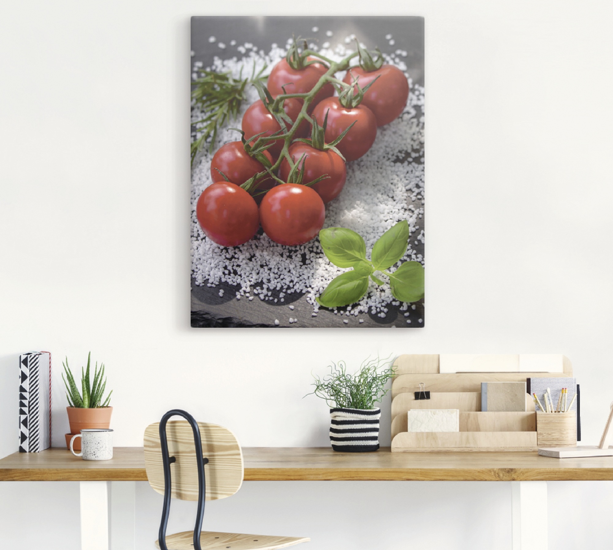 Image of Artland Wandbild »Tomaten Rispe auf Salz«, Lebensmittel, (1 St.), in vielen Grössen & Produktarten - Alubild / Outdoorbild für den Aussenbereich, Leinwandbild, Poster, Wandaufkleber / Wandtattoo auch für Badezimmer geeignet bei Ackermann Versand Schweiz