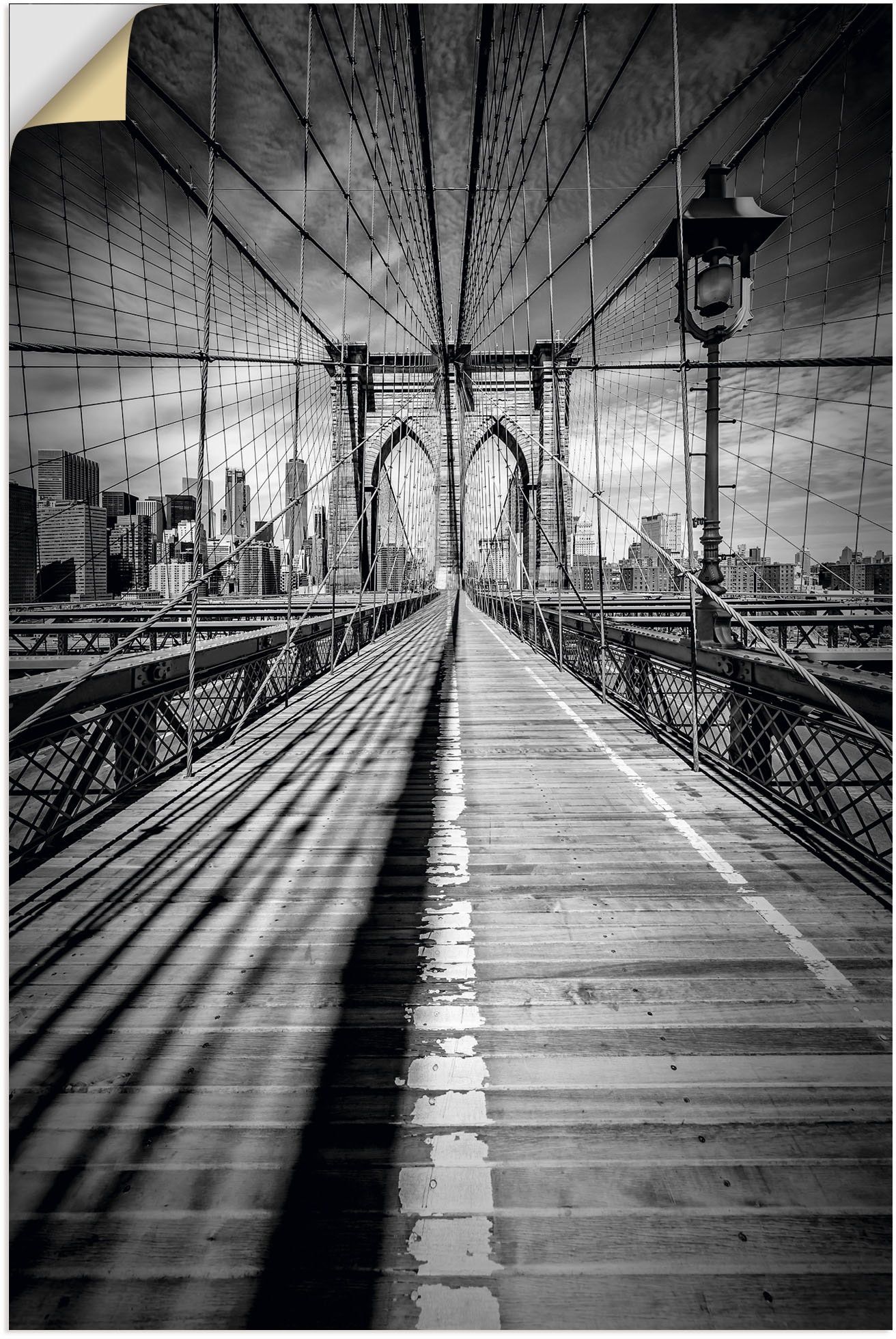 Image of Artland Wandbild »Brooklyn Bridge, New York City Monochrom«, New York, (1 St.), in vielen Grössen & Produktarten - Alubild / Outdoorbild für den Aussenbereich, Leinwandbild, Poster, Wandaufkleber / Wandtattoo auch für Badezimmer geeignet bei Ackermann Ver