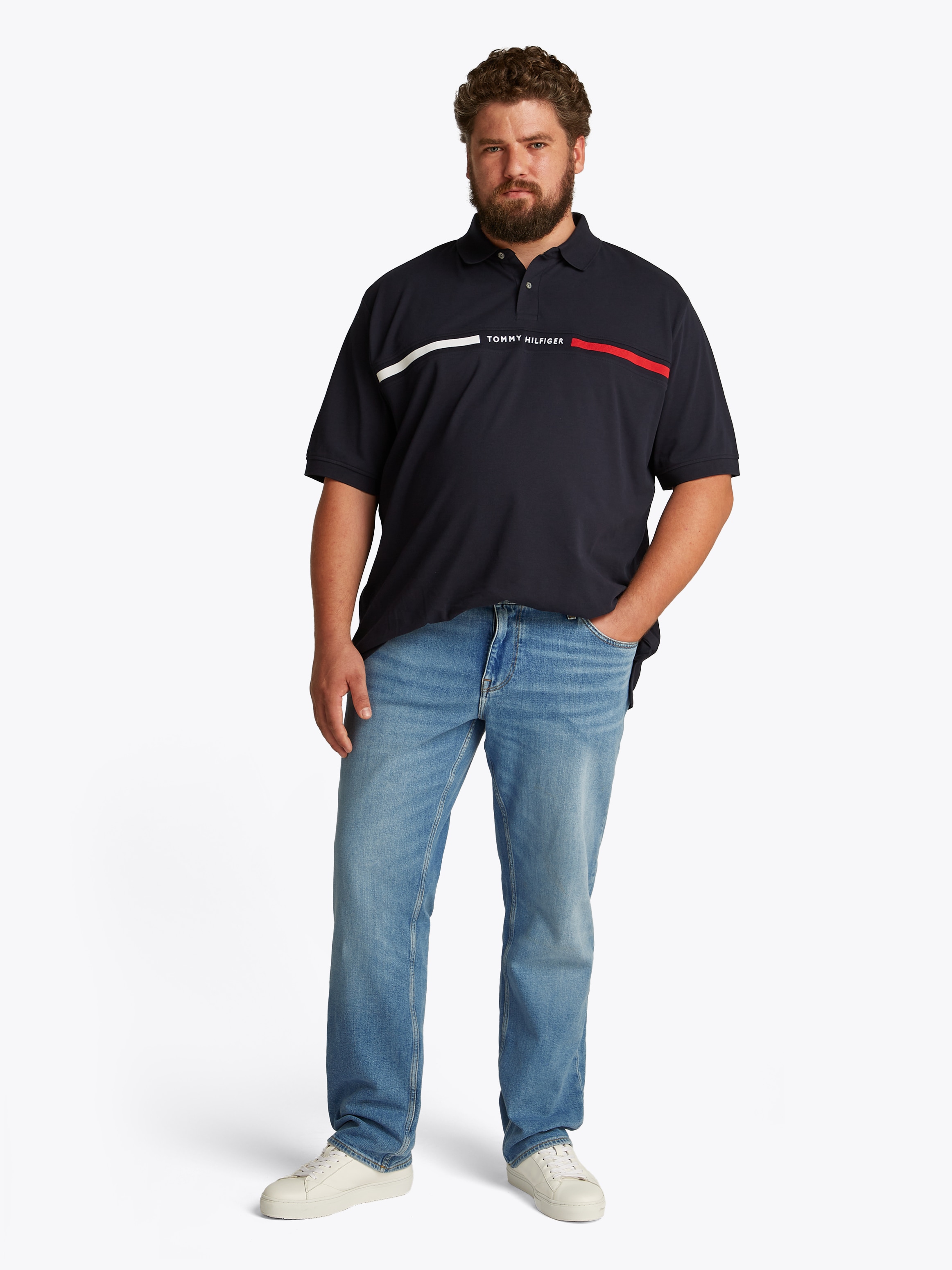 Tommy Hilfiger Big & Tall Straight-Jeans »BT-MADISON STR MESA BLUE-B«, in Grossen Grössen, Logopatch