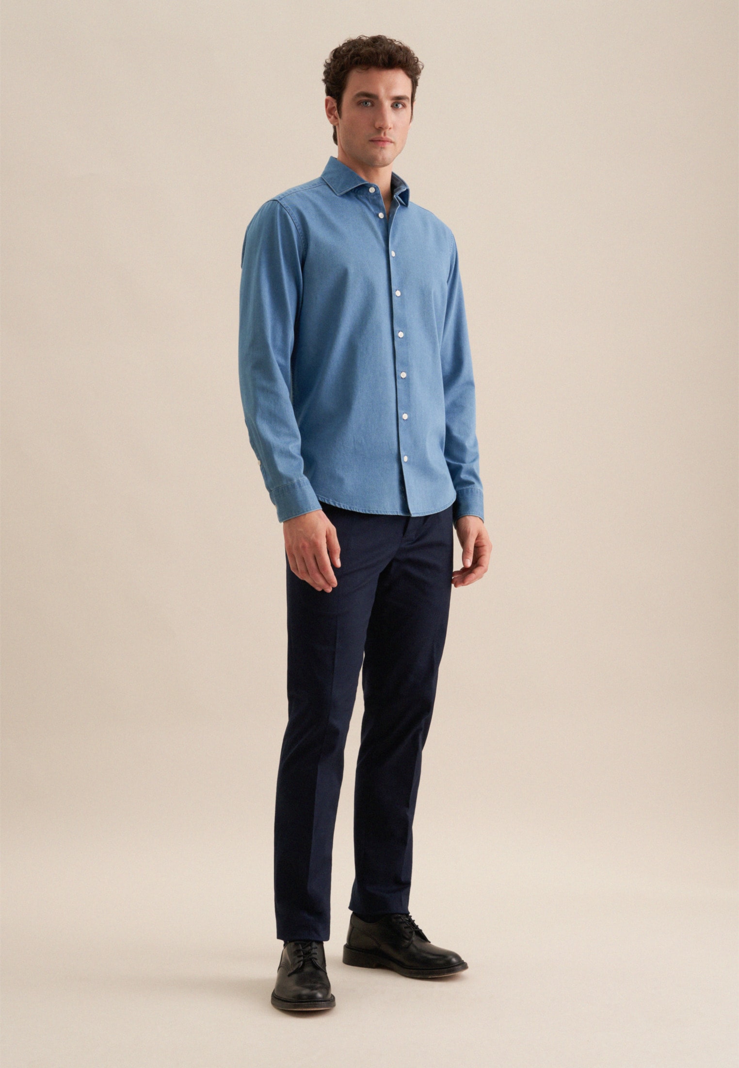 seidenstickerJeanshemd, Regular Kentkragen Denim
