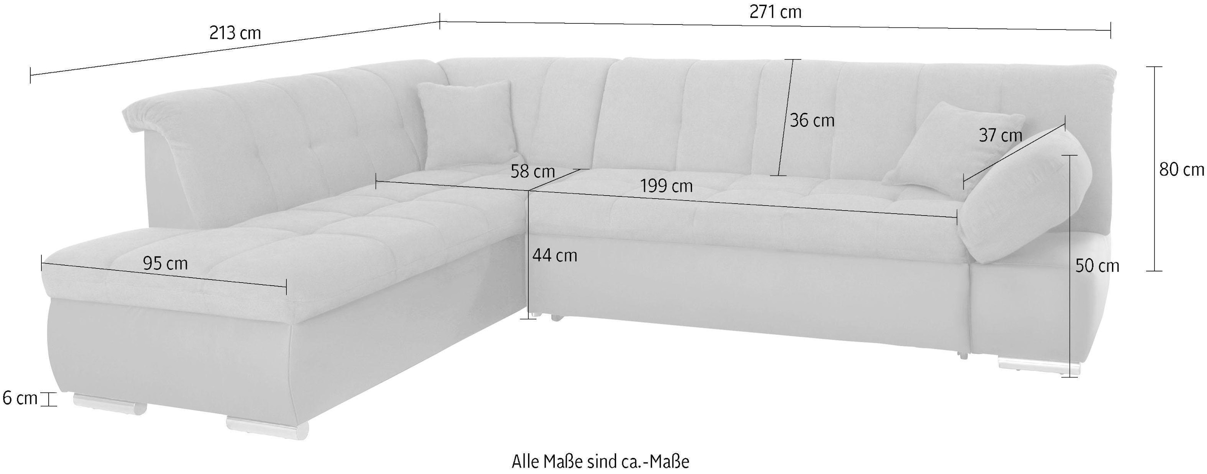DOMO collection Ecksofa »Mona L-Form«, wahlweise mit Bett- und Armlehnfunktion