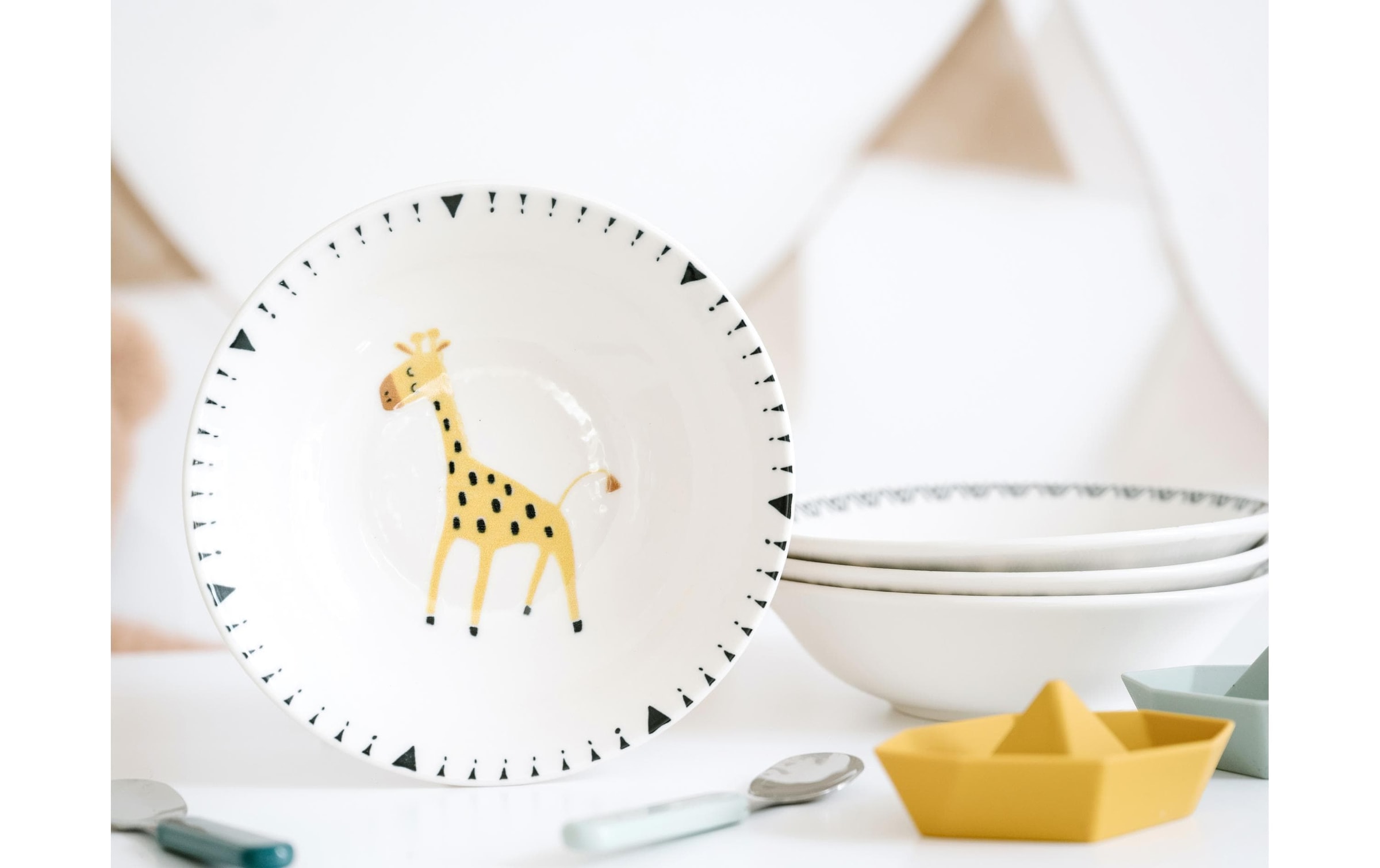 CreaTable Set de vaisselle pour enfants »Safari Steinzeug, 4-teilig«