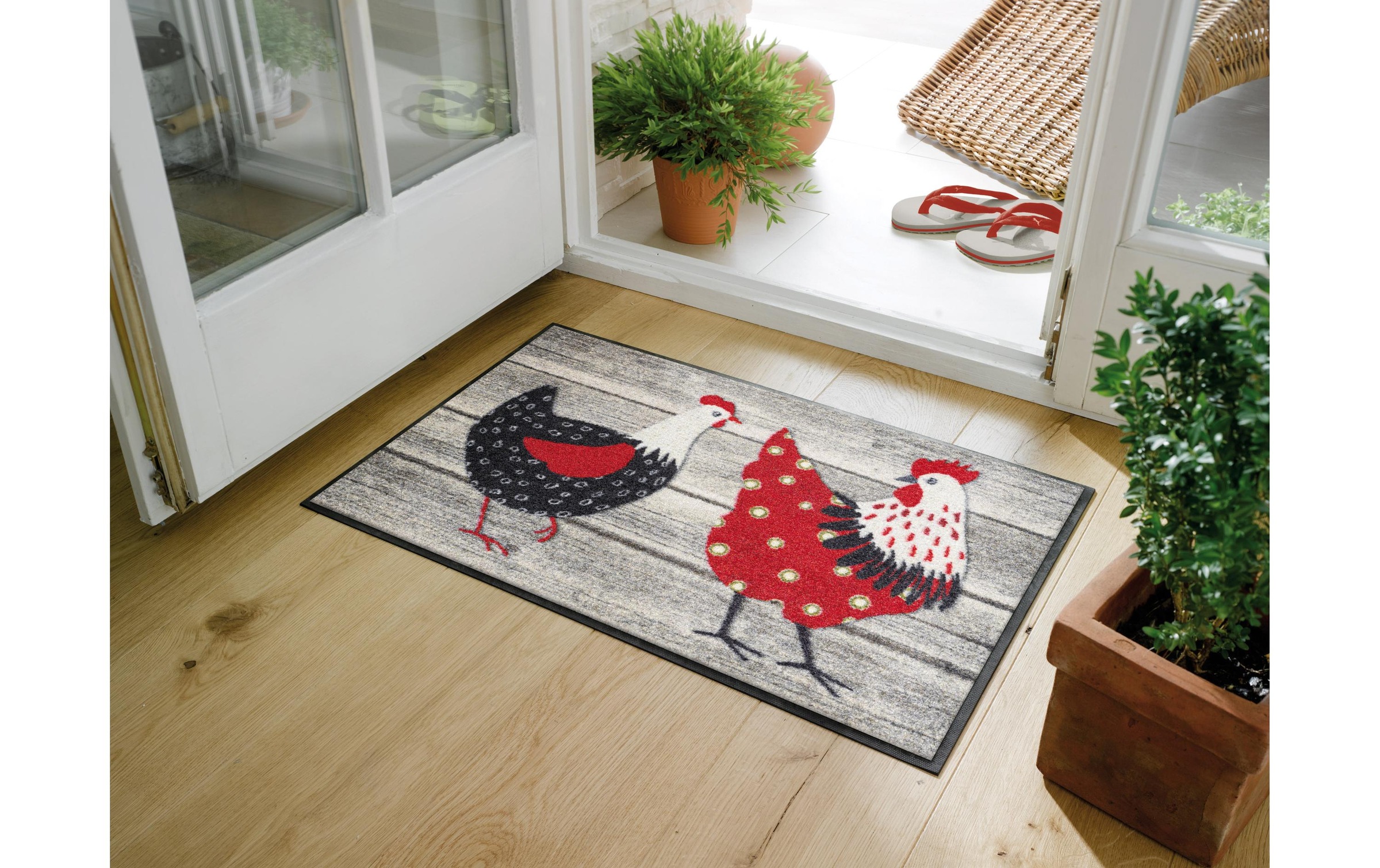 wash+dry by Kleen-Tex Fussmatte »Chicken Farm Fussmatte«, quadratisch, - mm Höhe
