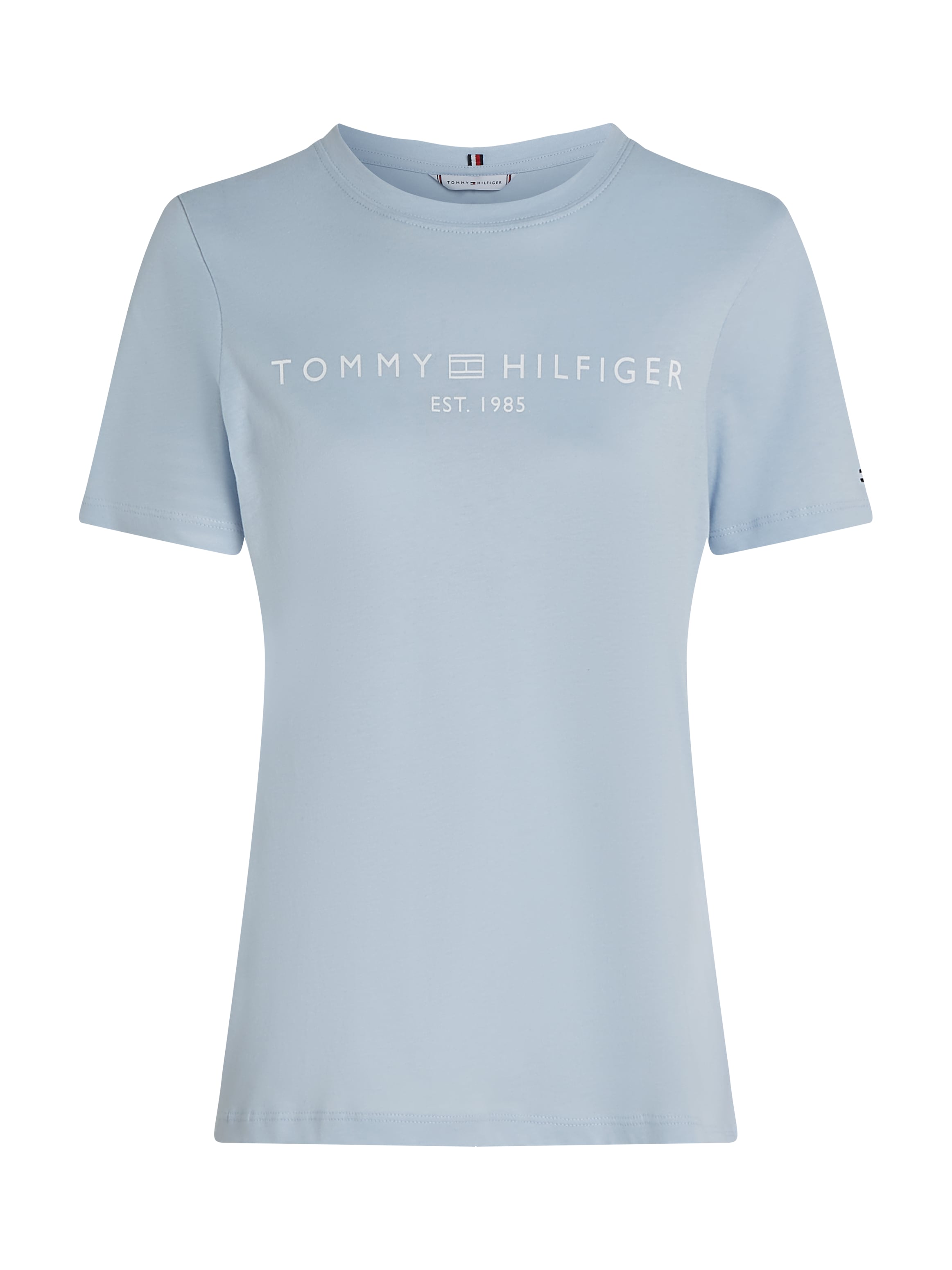 Tommy Hilfiger T-Shirt »REG CORP LOGO C-NK mit Logoschriftzug und Stickerei«, meliert, casual, regular fit, Baumwolle, Rundhals