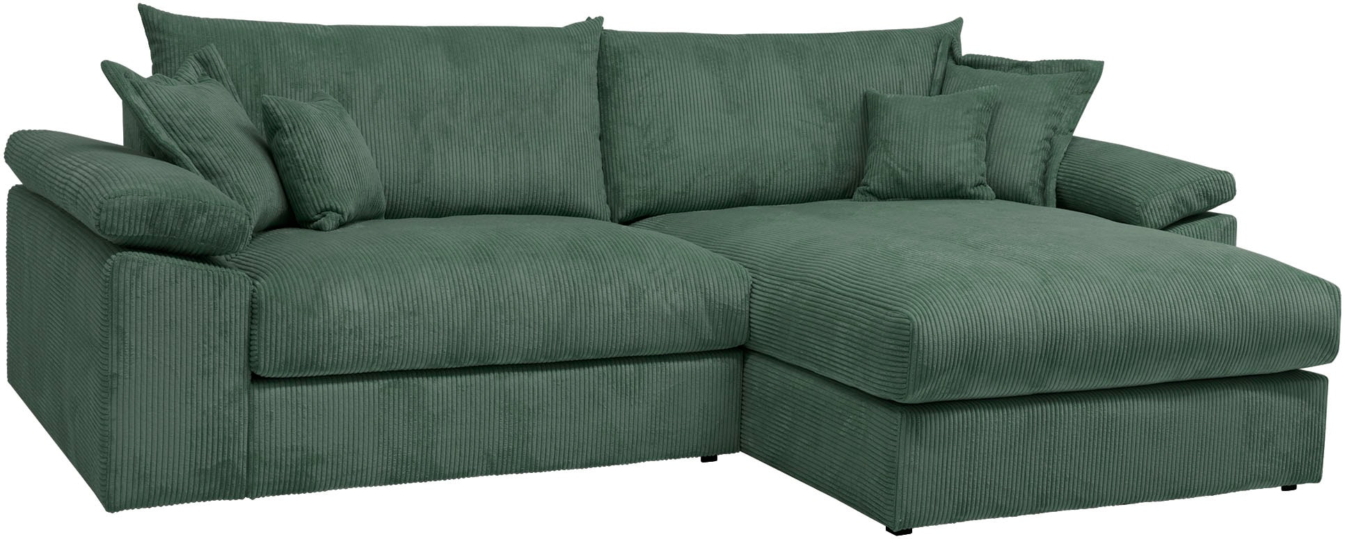 Home affaire Canapé d'angle »Soft&Cosy XXL L-Form, B: 303 cm« Mega-Sofa, Cord oder Chenille-Struktur, mit Federkern & 4 Zierkissen