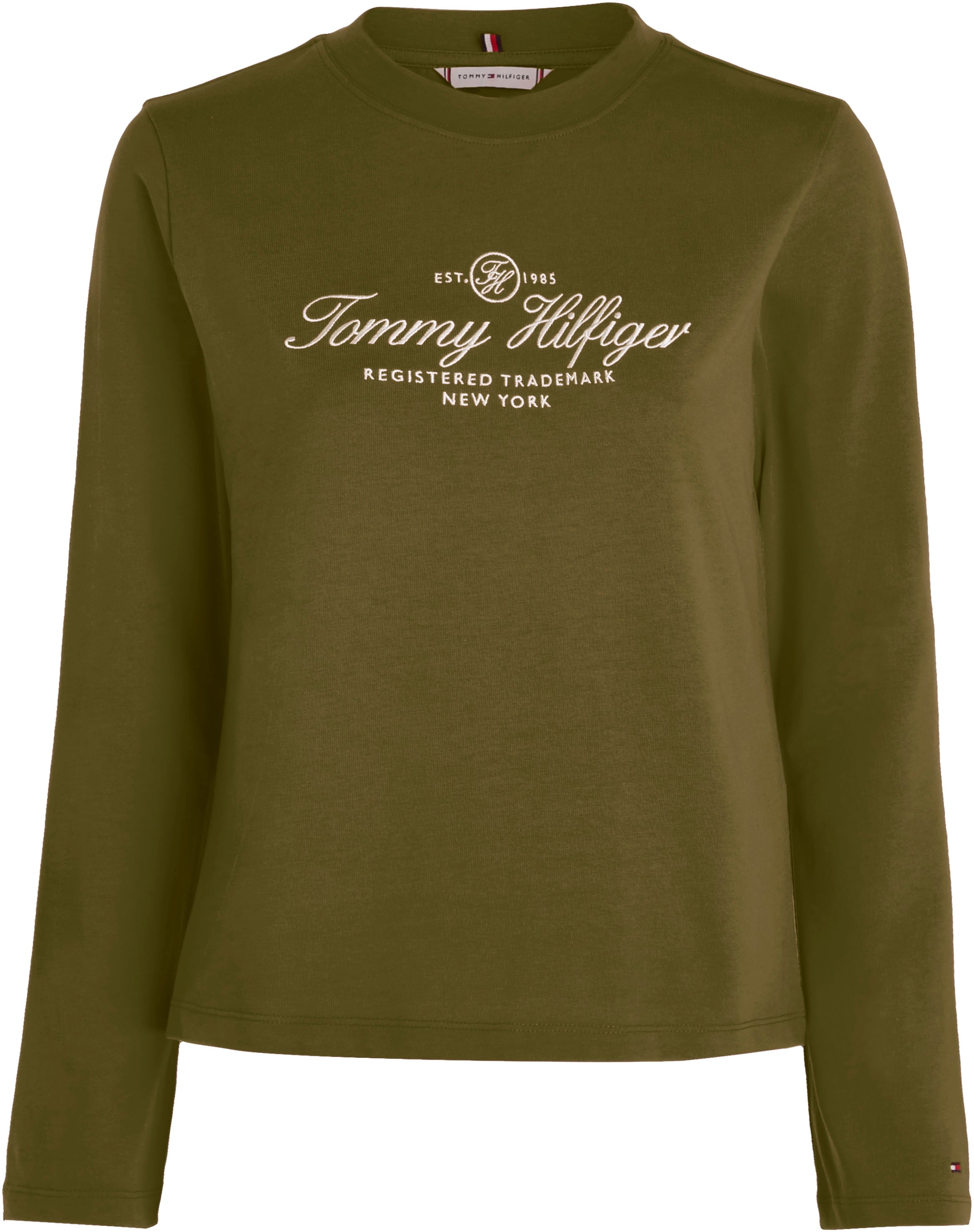 Tommy Hilfiger Langarmshirt, mit dezentem Markenlabel auf dem Ärmelabschluss-Tommy Hilfiger 1