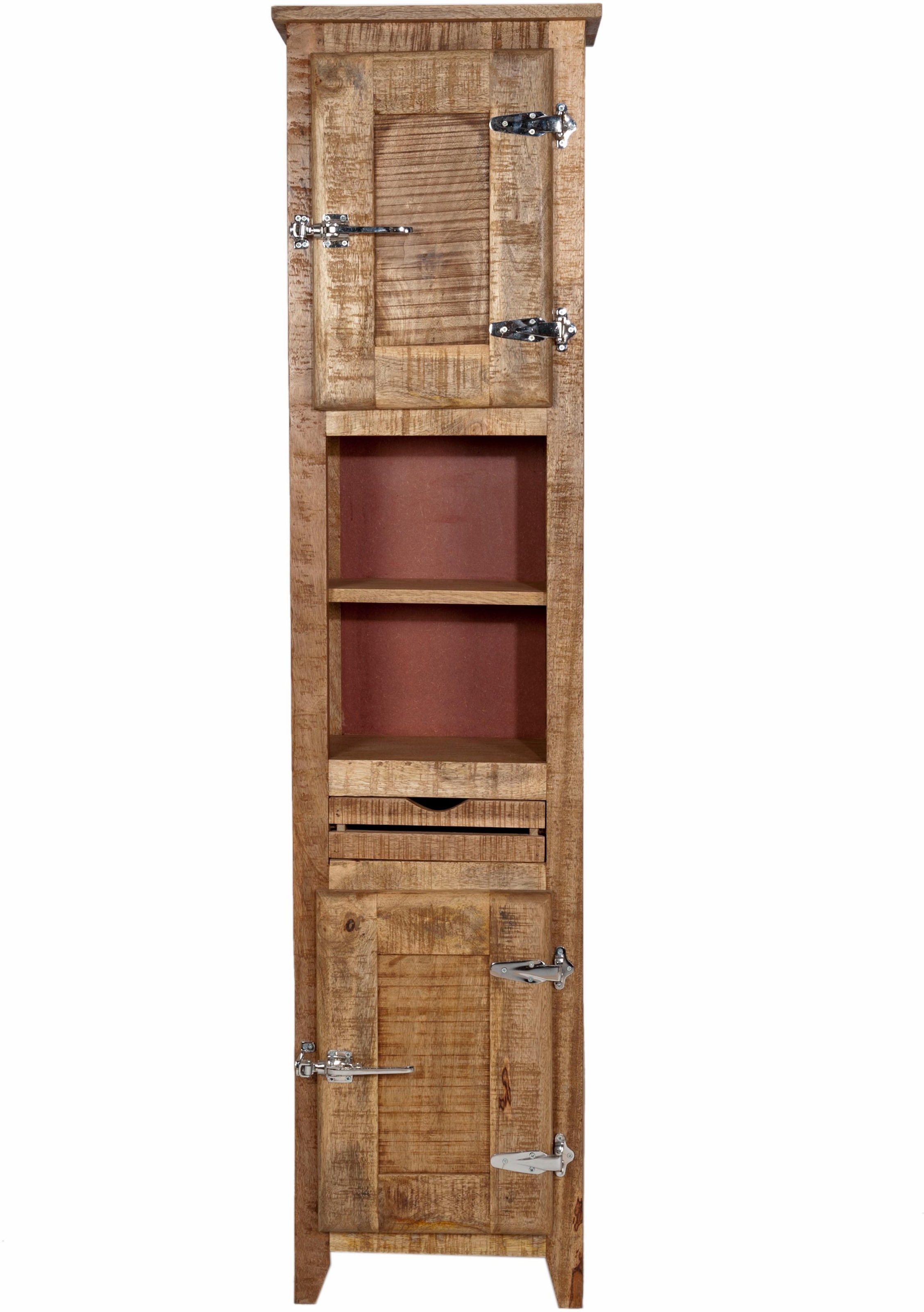 SIT Hochschrank »Frigo«, Mangoholz im Antik-Look mit Kühlschrankgriffen, Höhe 187 cm
