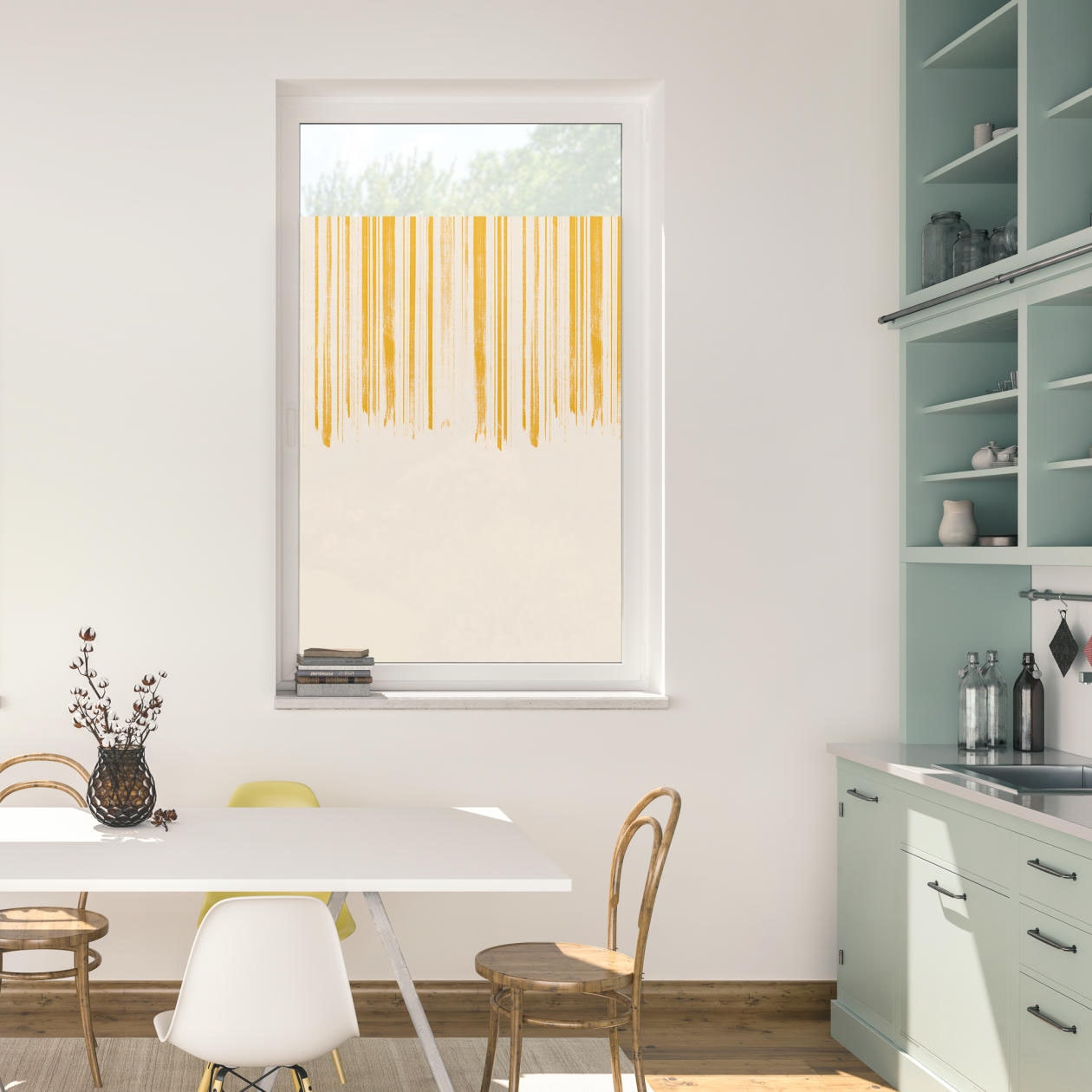 Image of LICHTBLICK ORIGINAL Fensterfolie "Fensterfolie selbstklebend, Sichtschutz, Flowing Honey - Gelb" 1 Stk. blickdicht glatt statisch haftend