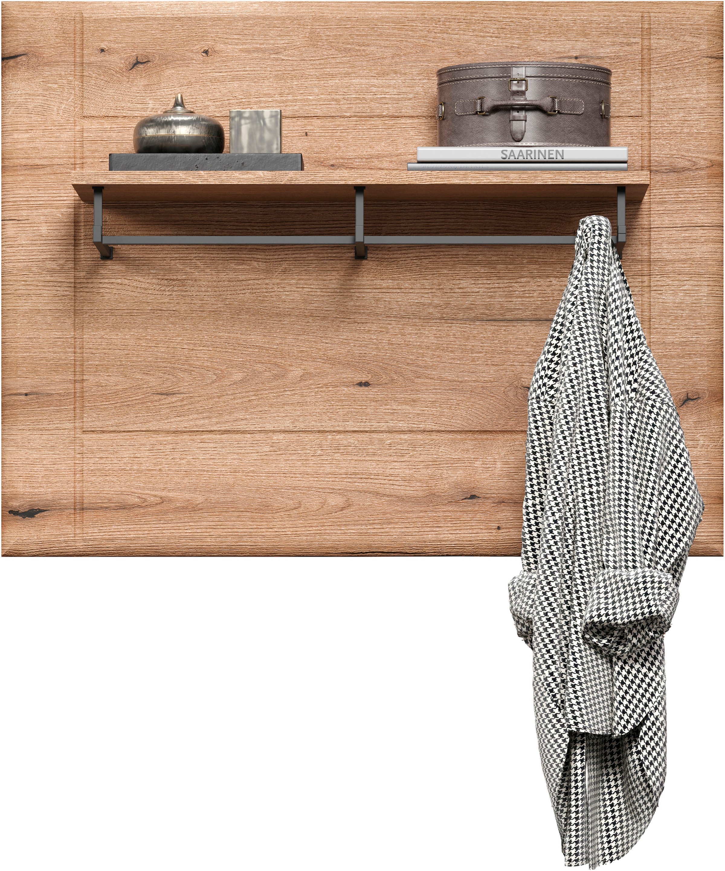 INOSIGN Wandboard »Graz«, (Packung, 1 St.), Masse (B/H/T in cm): (91/70/26) - Farbe: Weiss Hochglanz und Eiche