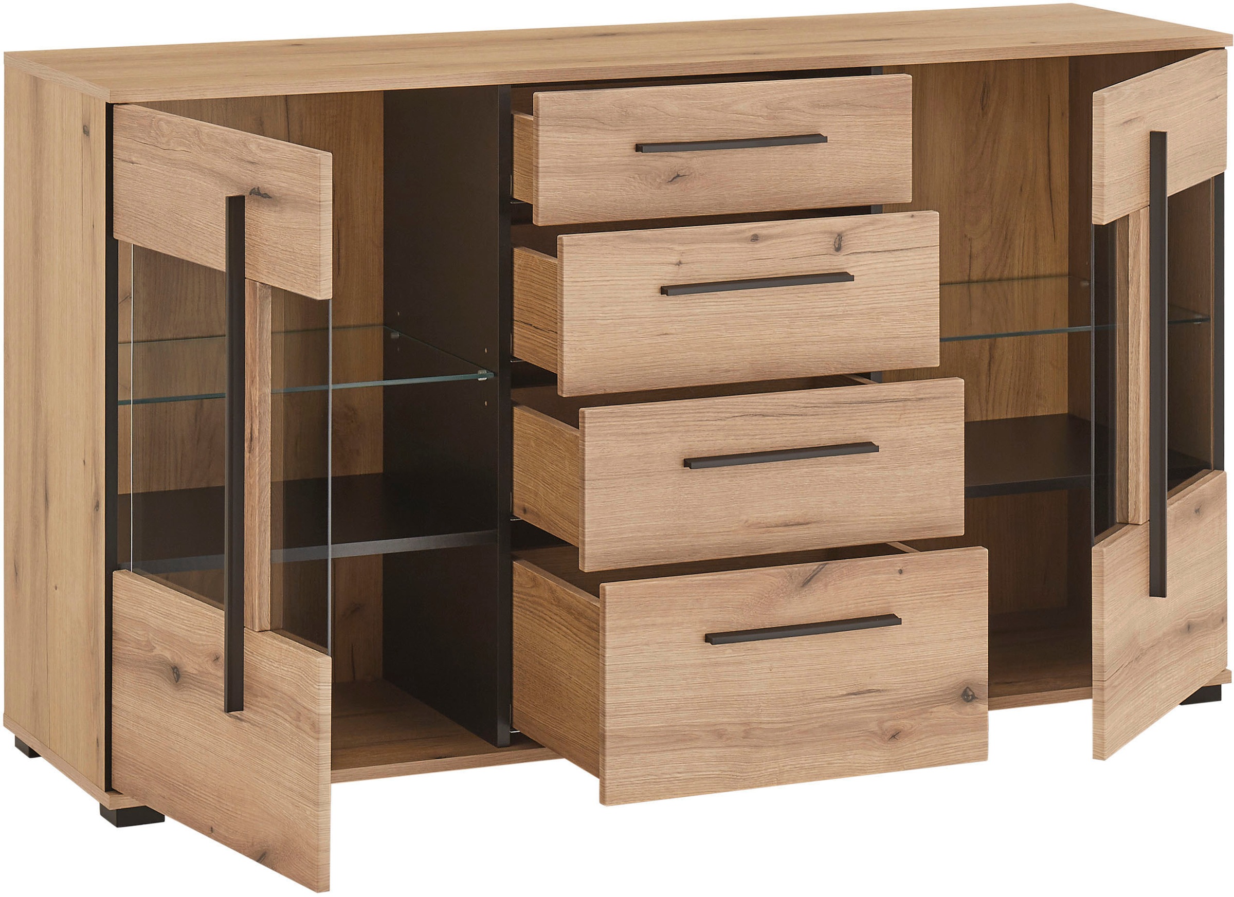 INOSIGN Sideboard »Cantara, moderner Schrank, Kommode in Eiche Evoke oder weiss«, schwarze Stangengriffe, ausreichend Stauraum, vielseitig einsetzbar