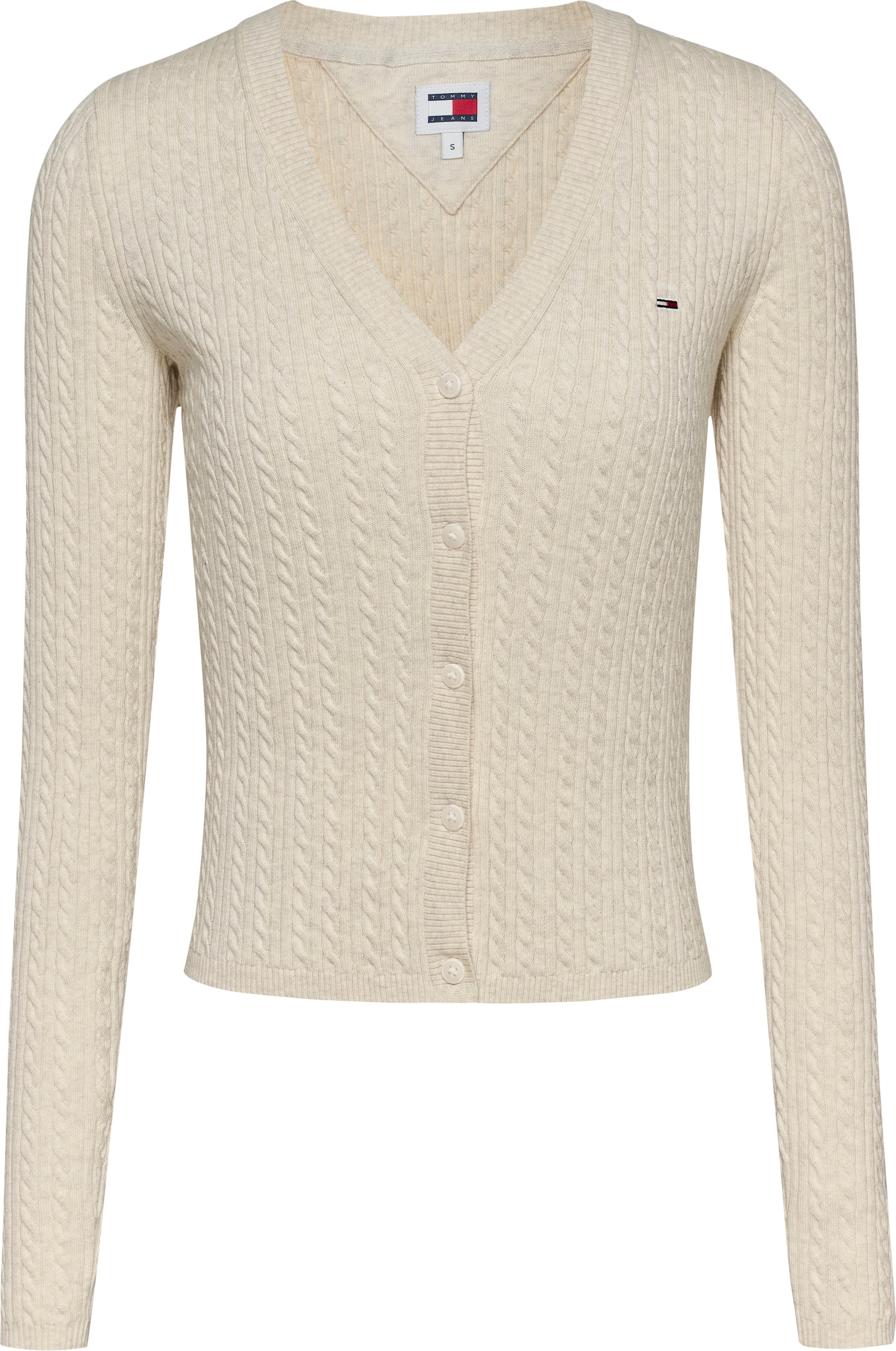 Tommy Jeans Strickjacke »TJW CABLE ESSENTIAL CARDIGAN«, mit Zopfmuster, Logostickerei