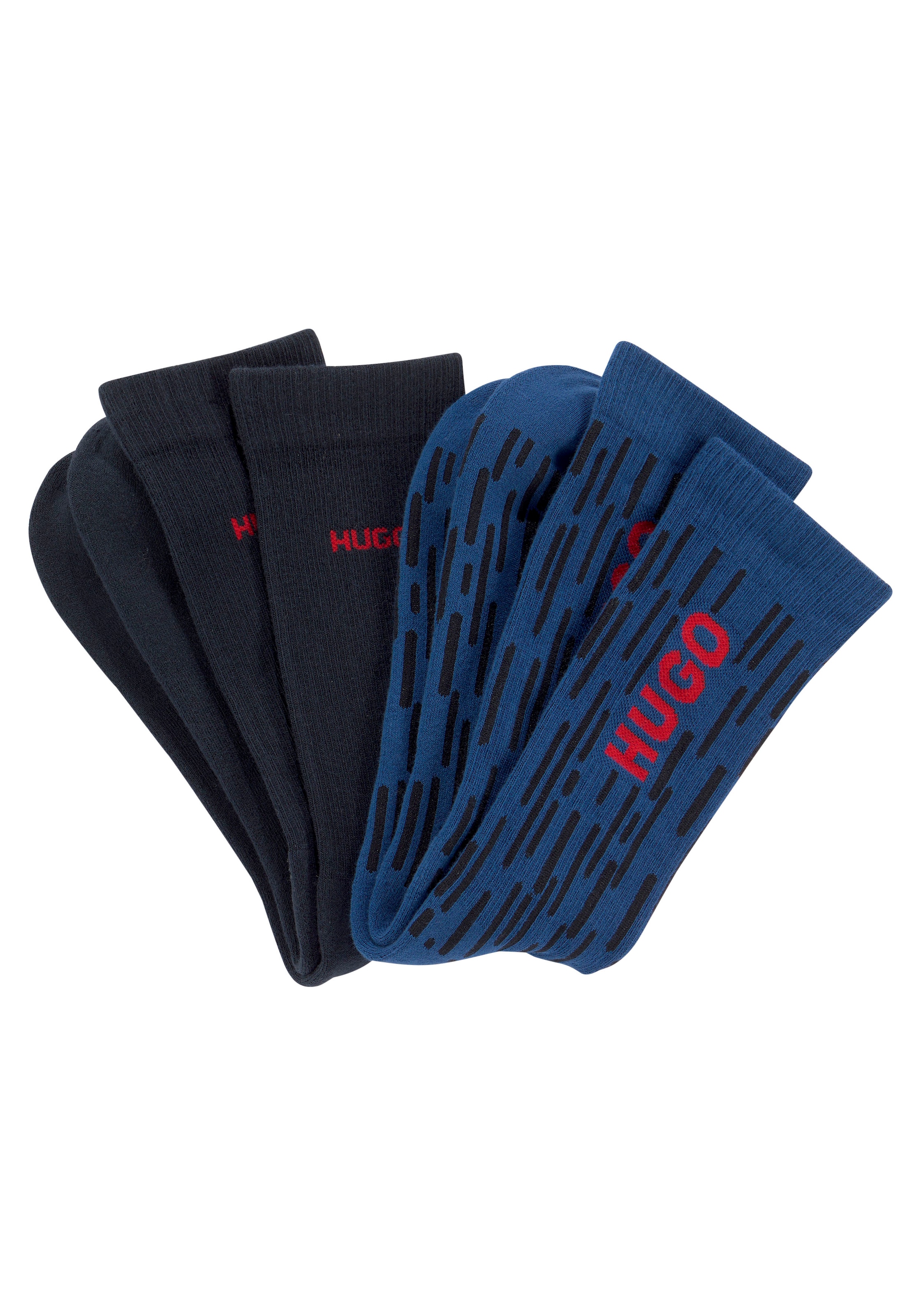 HUGO Underwear Freizeitsocken »2P RS RIB RAIN CC«, (Packung, 2 Paar), mit Logostickerei