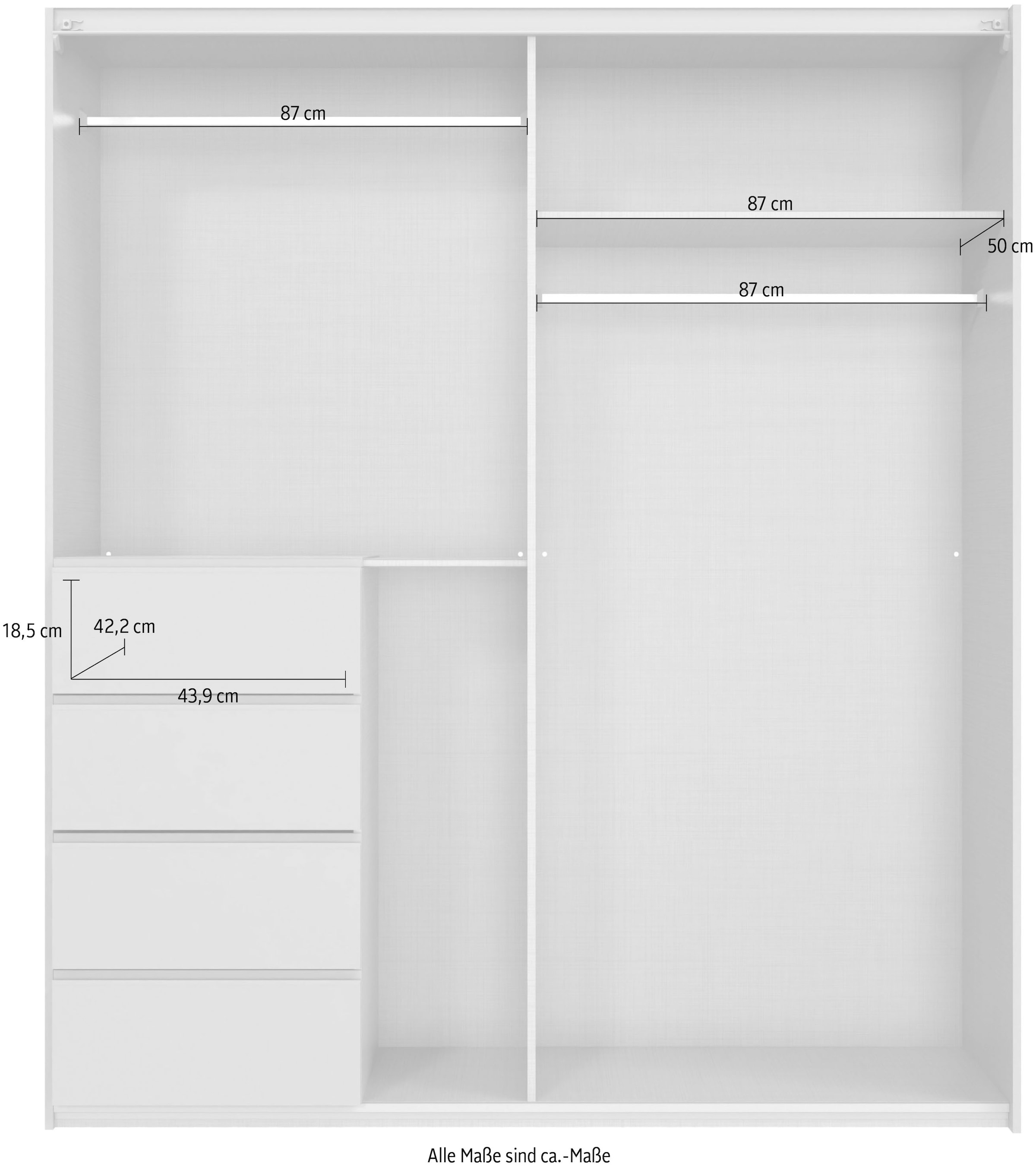 Wimex Armoire à portes coulissantes »Bali in den Breiten 180cm, 225cm & 270cm, Schrank mit Glaselement« Kleiderschrank erhältlich in den Farben; grafit und saharagrau