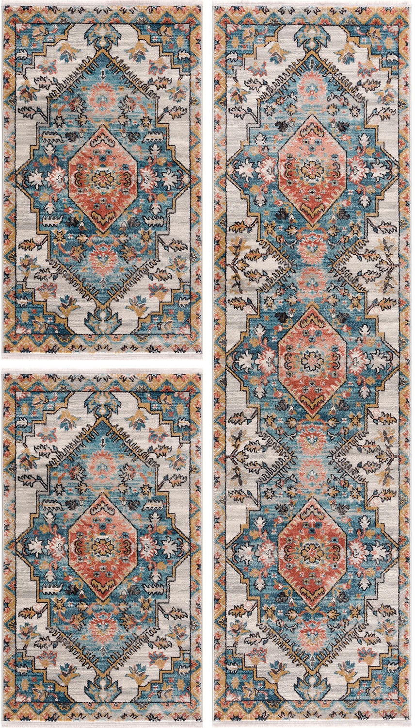 Image of Carpet City Bettumrandung »Novel 8631«, (3 tlg.), Vintage Bettvorleger, Fransen, Used-Look, Multicolor, Läuferset für Schlafzimmer bei Ackermann Versand Schweiz