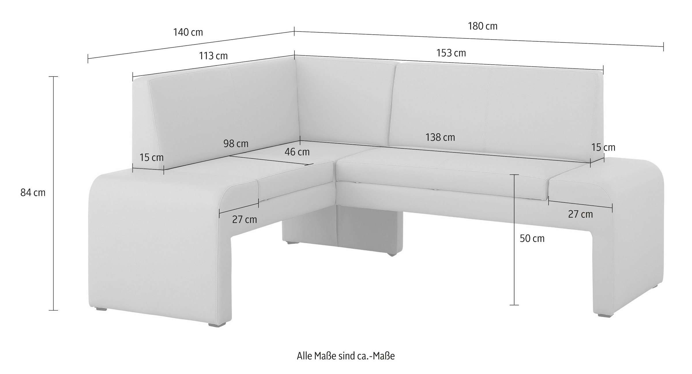 Home affaire Banc d'angle »Bologna« in 2 Grössen (langer Schenkel 180 oder 200 cm), verschiedene Qualitäten