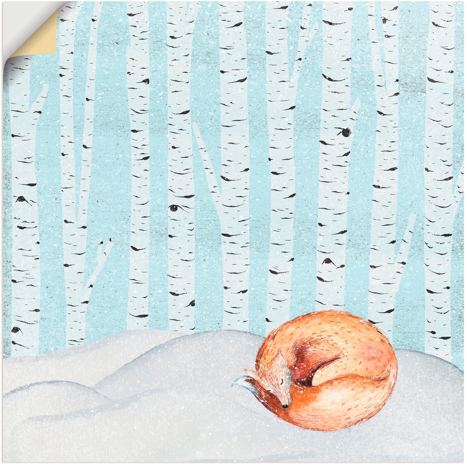 Image of Artland Wandbild »Winter Wunderland Schlafender Fuchs«, Tiere, (1 St.), in vielen Grössen & Produktarten - Alubild / Outdoorbild für den Aussenbereich, Leinwandbild, Poster, Wandaufkleber / Wandtattoo auch für Badezimmer geeignet bei Ackermann Versand Sch