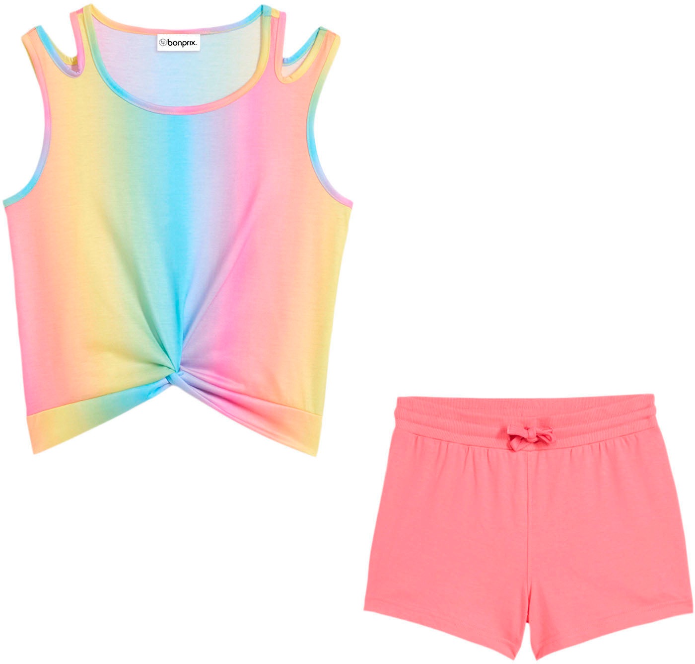 Image of bonprix Shorts "Top und Shorts (2-tlg.Set)" aus Polyester und Baumwolle, Regular Fit, mit Farbverlauf